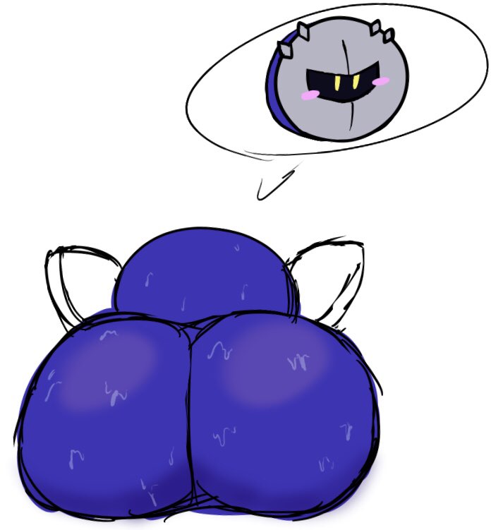 ass ass back big_ass big_butt blue_ass blue_body blue_butt blue_skin blush blush fat_ass fat_butt huge_ass huge_butt kirby_(series) male male_only meta_knight solo solo_male