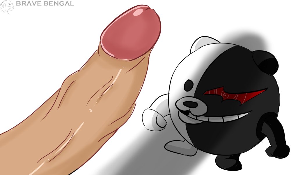 ball_monokuma bravebengal danganronpa danganronpa_ultra_despair_girls looking_up monokuma penis straight_hair veins what