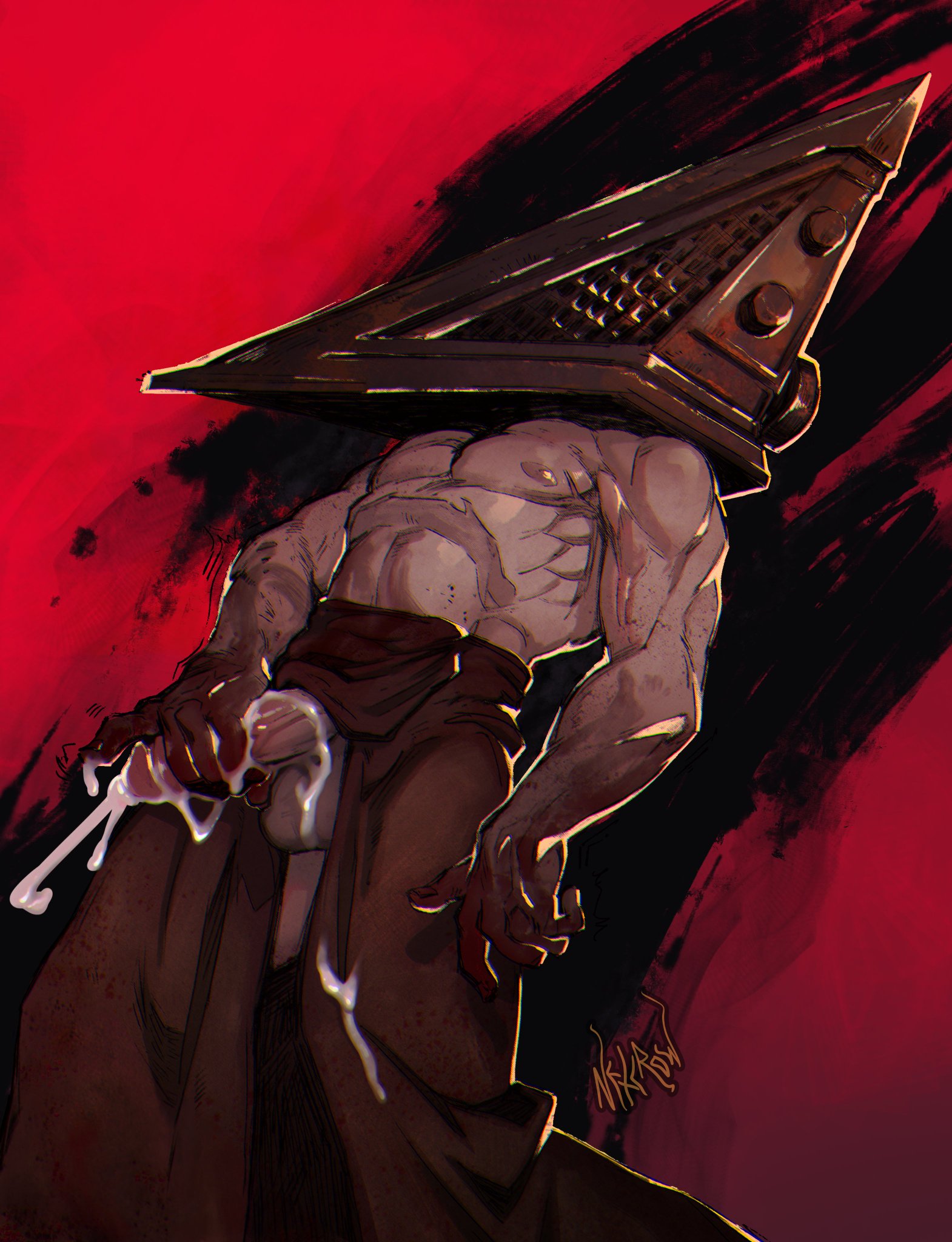 big penis, gay, male, male only, netcrow98, penis, pyramid head, silent hill, silent hill homecoming, solo