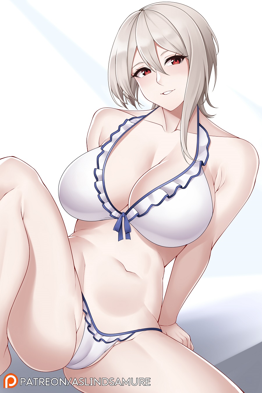 1girls, alluring, aslindsamure, big breasts, bikini, breasts, female, legs, nakiri alice, shokugeki no souma, silver hair, tagme, white hair, white-haired female