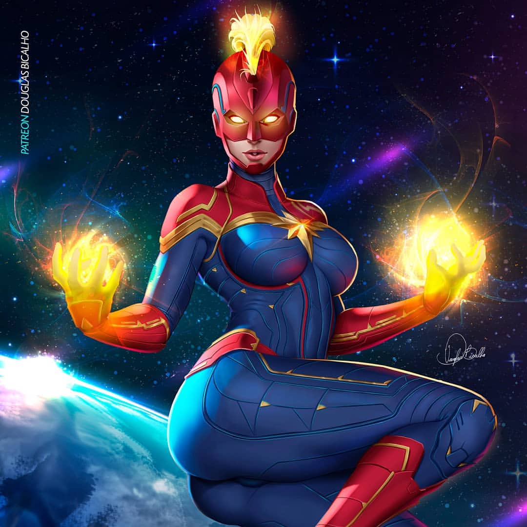 1girls bodysuit captain_marvel captain_marvel_(movie) carol_danvers douglas_bicalho female female_only human human_only light-skinned_female light_skin marvel marvel_cinematic_universe mohawk_(hairstyle) space thick_thighs