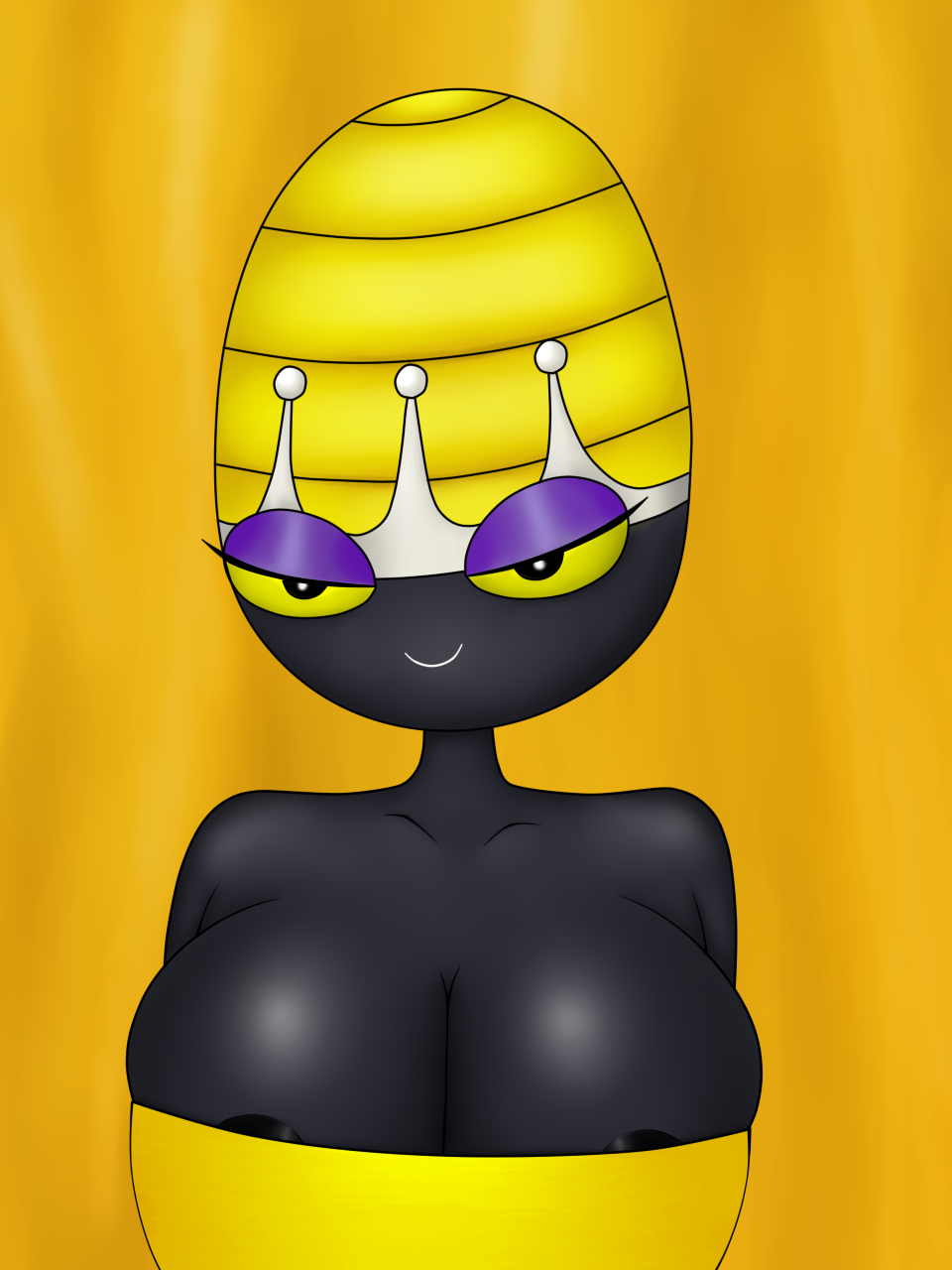 black_skin female hanna-barbera huge_breasts large_breasts queen_bea redbenjamin secret_squirrel_show smile solo yellow_sclera