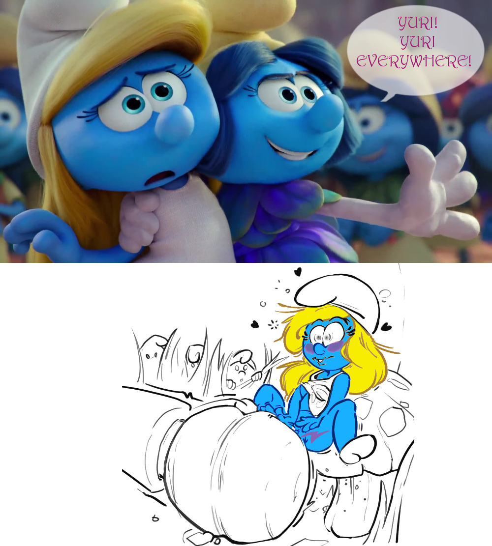 blonde_hair blue_skin edit meme smurfblossom smurfette tagme the_smurfs