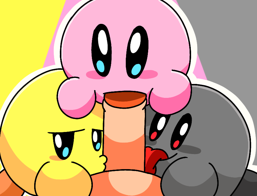 4boys anthro blowjob fellatio furry girly keeby kirby kirby_(series) kissing_penis licking_penis male male_only nintendo penis shadow_kirby tagme unknown_artist