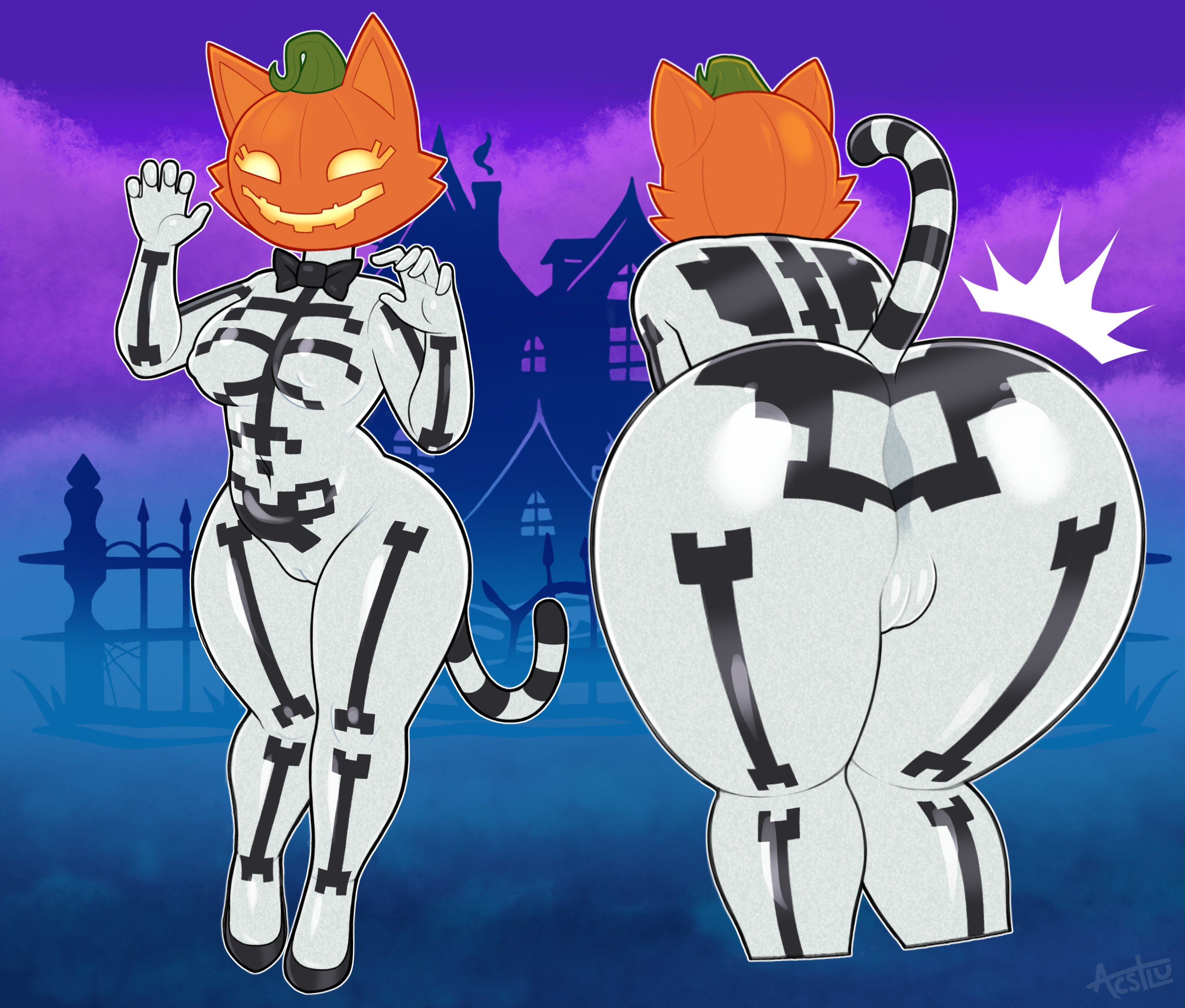 1girls, acstlu, anthro, ass, ass focus, big ass, big breasts, big thighs, breasts, bubble ass, bubble butt, cat ears, cat girl, cat tail, catgirl, dat ass, dumptruck ass, dumptruck butt, female, female focus, female only, fortnite, fortnitemares, gigantic ass, gigantic thighs, halloween, huge ass, huge thighs, hyper, hyper ass, hyper thighs, looking at viewer, nipples, nipples visible through clothing, pumpkin, pumpkin head, pussy, pussy visible through clothes, sugar (fortnite), thick thighs, thighs, voluptuous, voluptuous female