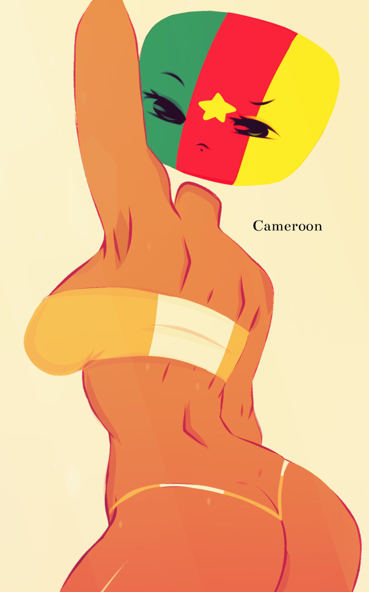 1girls, cameroon (countryhumans), countryhumans, countryhumans girl, dark skin, dark-skinned female, female, flawsy, national personification, showing armpits, simple background, tagme, white background