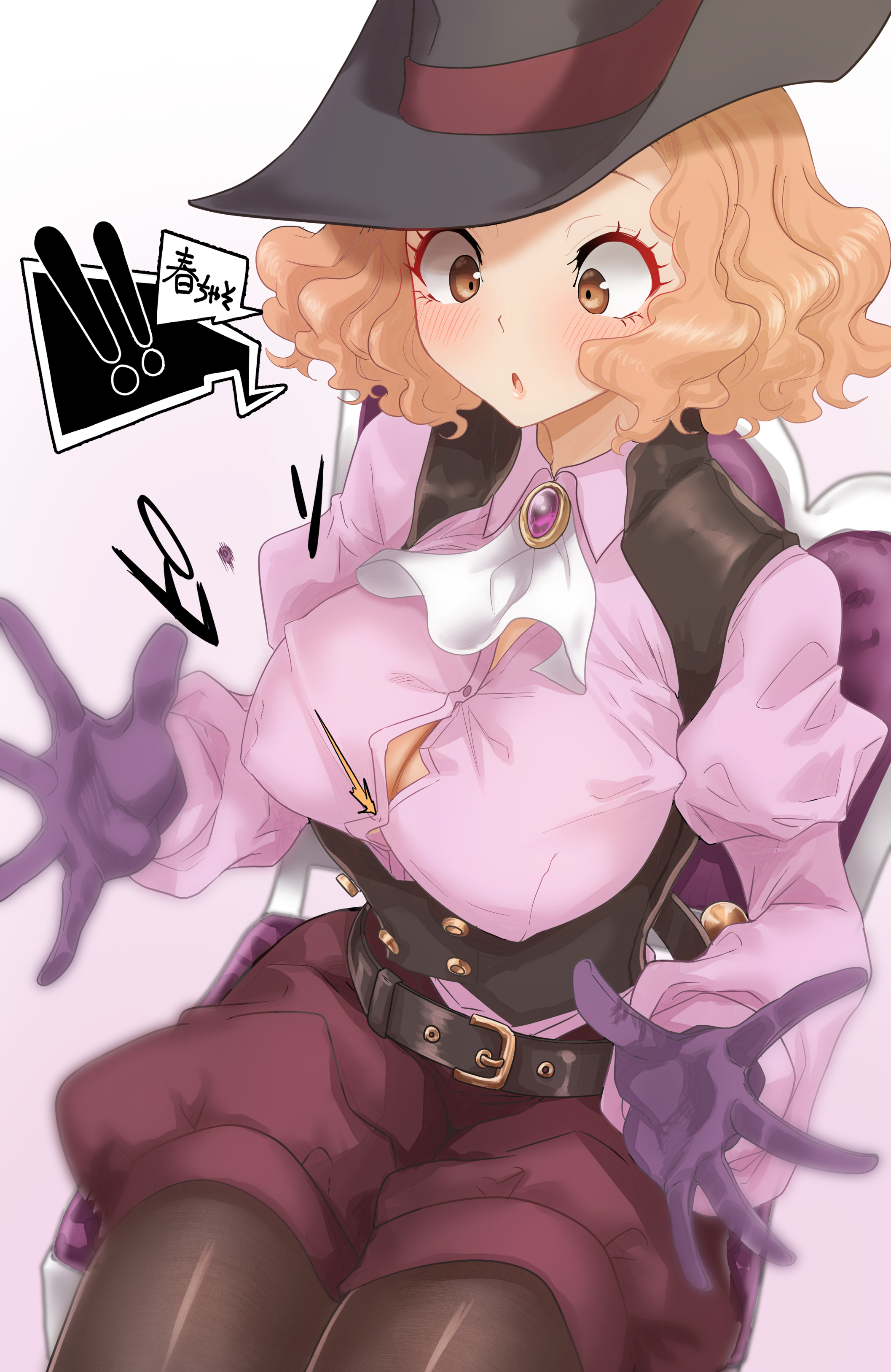 1girls, atlus, big breasts, breasts, female, female only, haru okumura, persona, persona 5, phantom thief suit, popped button, sega, short hair, tagme, wardrobe malfunction
