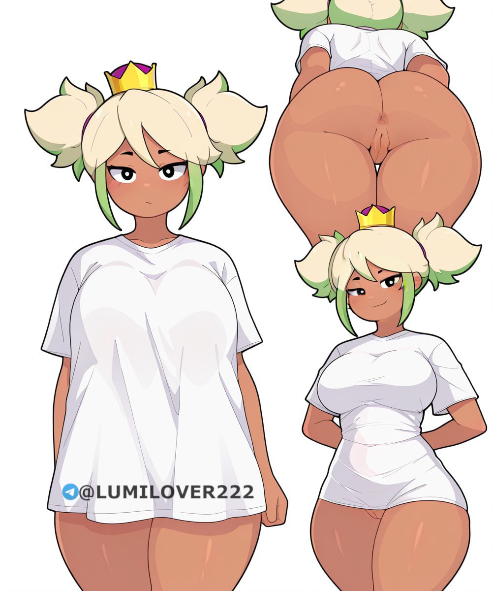 ai generated, anus, ass, brawl stars, breasts, female, low-angle view, lumilover222, mandy (brawl stars), pajamas challenge, pussy, smile, thighs