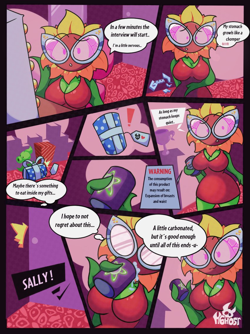 1girls, anthro, anthrofied, ass, breast expansion, breast growth, breast growth (enlargement), breasts, dialogue, english dialogue, english text, female, flora fauna, hghost, plant, plant girl, plant humanoid, plantie, plants vs zombies, plants vs. zombies, plants vs. zombies 2 (chinese version), popcap games, pussy, sunflower (pvz), sunflower singer (pvz), text