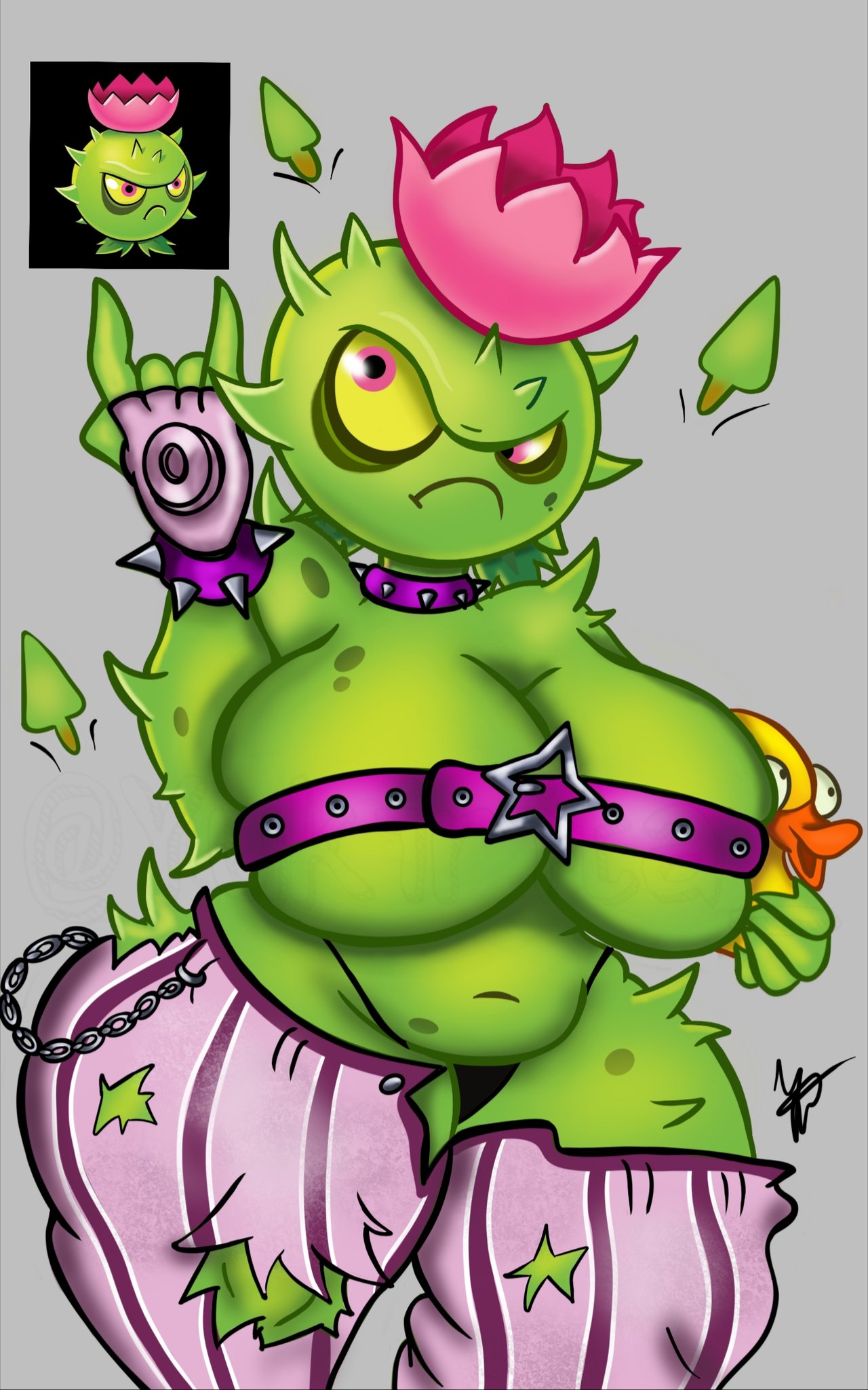 1girls anthro anthrofied ass breasts breasts female flora_fauna homing_thistle_(pvz) plant plant_girl plant_humanoid plantie plants_vs._zombies plants_vs_zombies popcap_games pussy yukirita
