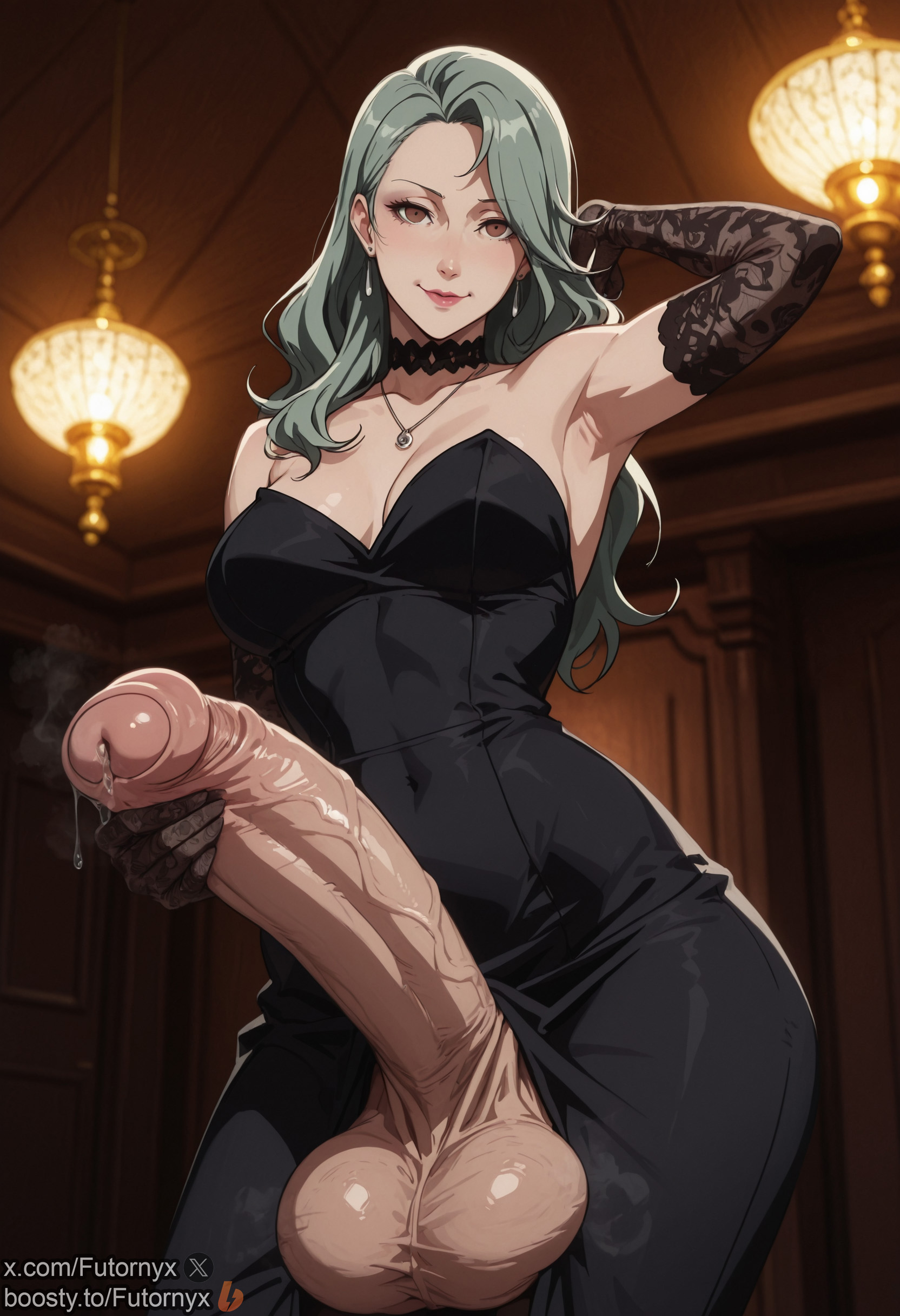 1futa, ai generated, armpits, balls, boosty, boosty username, breasts, dickgirl, foreskin, futanari, futornyx, gray hair, grey hair, huge balls, huge cock, intersex, large balls, large testicles, medium breasts, penis, persona 5, precum, sae niijima, solo, testicles, thick thighs, twitter username, uncircumcised, veiny penis, wide hips