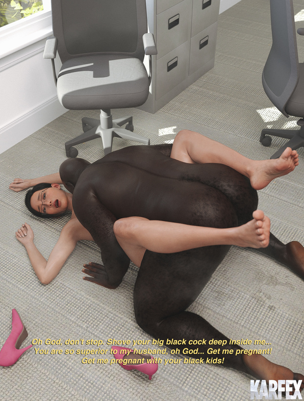 1boy, 1girls, 3d, asian, asian female, asking for it, black hair, cheating, cheating wife, completely nude, dark skin, dark-skinned male, duo, fat male, female, female penetrated, glasses, hairy male, haru yamaguchi, heels, high heels, impregnation request, interracial, karfex, light skin, light-skinned female, male, male penetrating, male penetrating female, male/female, mating press, nude, nude female, nude male, original, original character, raceplay, tagme, vaginal, vaginal penetration, vaginal sex, watermark
