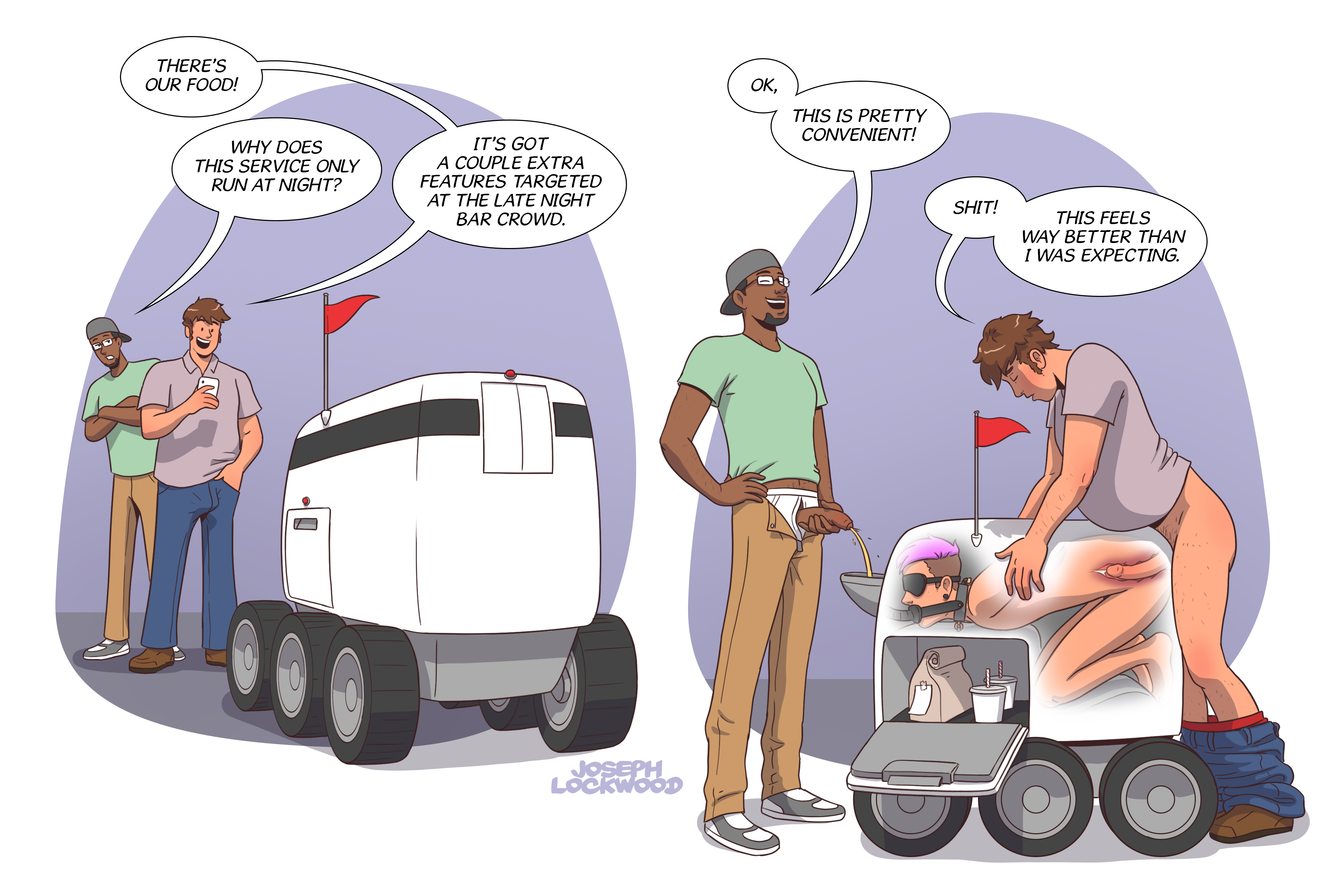 3boys, anal, anal sex, ass, big penis, black body, brown hair, colored, exhibitionism, gay, gay anal, gay sex, human urinal, humiliation, joseph lockwood, machine, male, original, original character, peeing, penetration, penis, penis in ass, piss drinking, pubic tattoo, public, public sex, purple hair, sex, slave, uncensored, urine, watersports, white body, yaoi