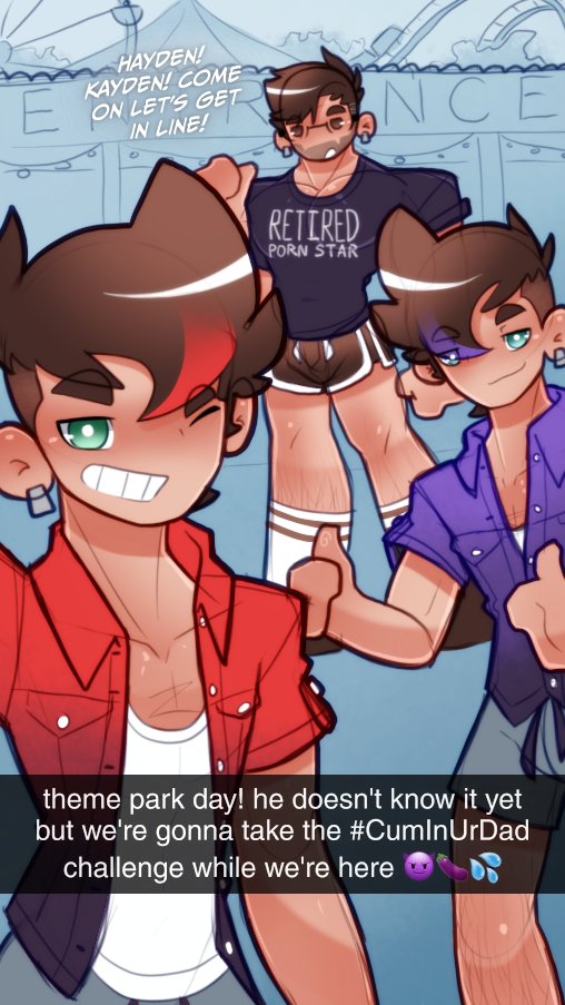 3boys, brown eyes, brown hair, clothing, dad, dad and son, english, english text, eyes, father and son, gay, gay male, glasses, hair, hoshiboys, incest, male, male focus, male only, male/male, original, original character, skinny, smaller male, text, toony, toony face, yaoi