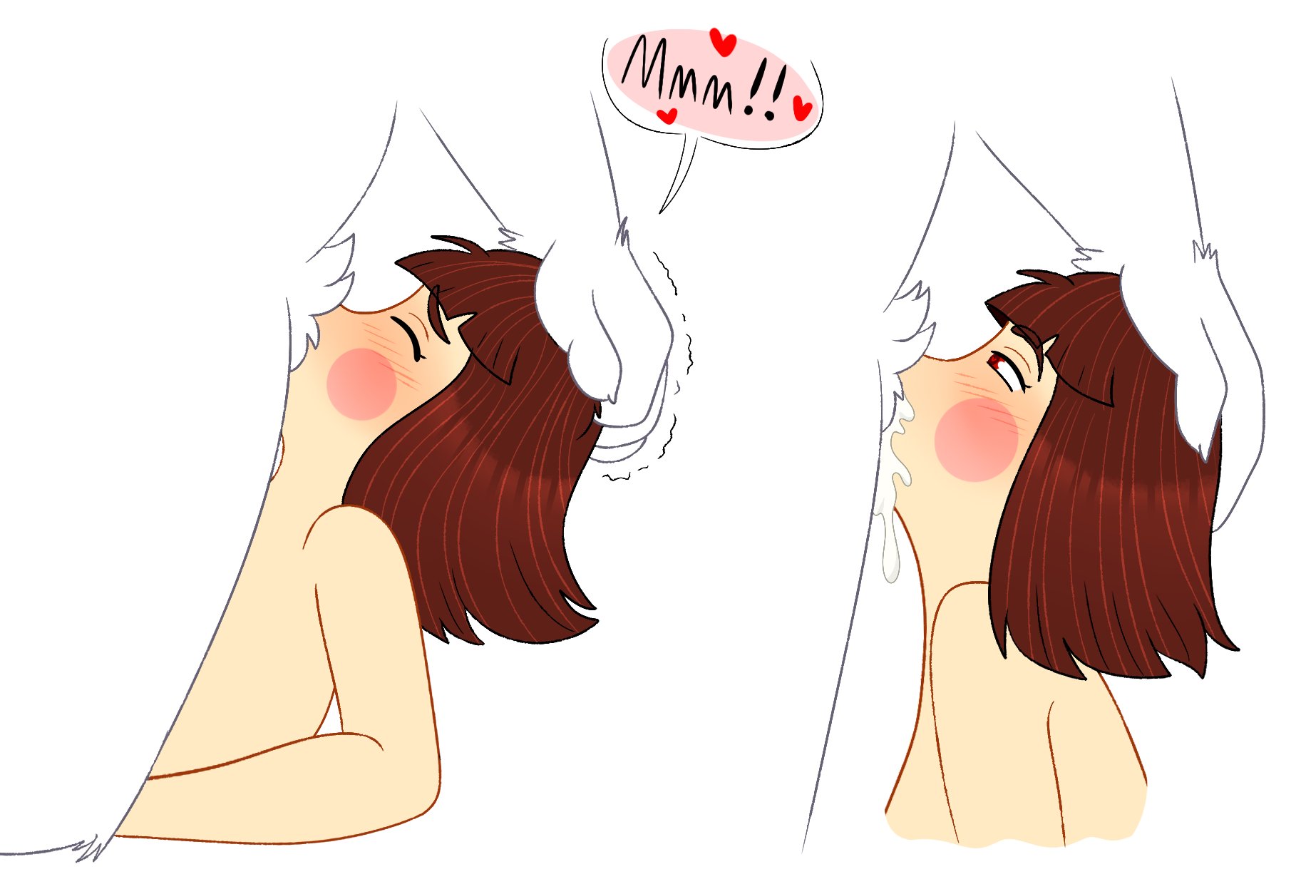 1boy, 1girls, 2d, anthro, anthro on human, asriel dreemurr, blowjob, blush, breasts, chara, cum, cum in mouth, cum in throat, cum inside, cum on face, deepthroat, face plant, fellatio, female, female chara, female human, femsub, furry, hand on anothers head, hand on head, happy, happy sex, head pat, heart, human, humanoid, male, male anthro, male anthro/female human, male/female, maledom, patting, patting head, rainy (artist), red eyes, red hair, sex, small breasts, tagme, undertale, undertale (series)