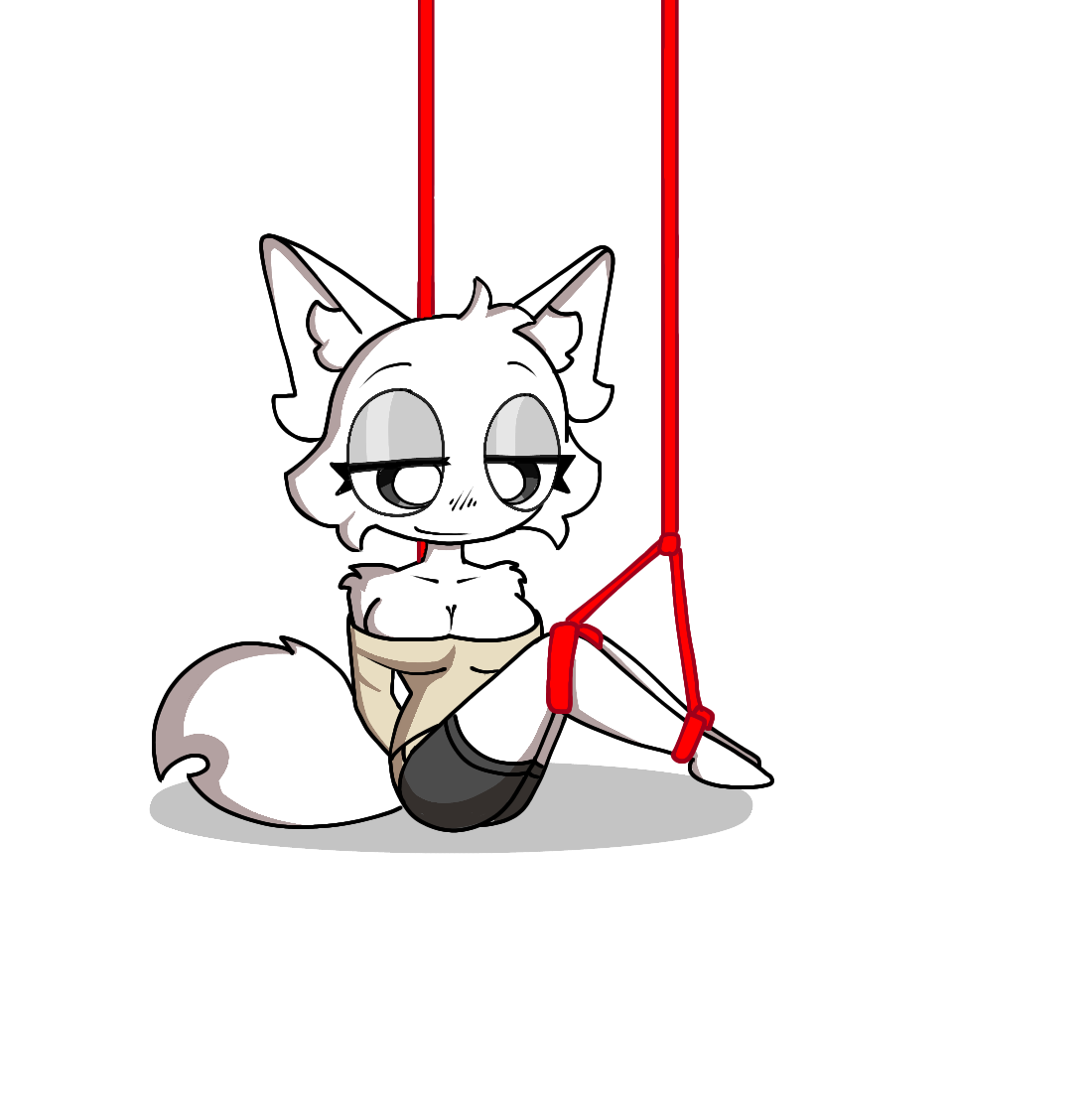 barefoot, cat girl, clothed, female, furry, incredibox mod, legs up, mlf543, solo, sprunki, sprunki retake (sprunki mod), tied, wenda (sprunki), white background, white body