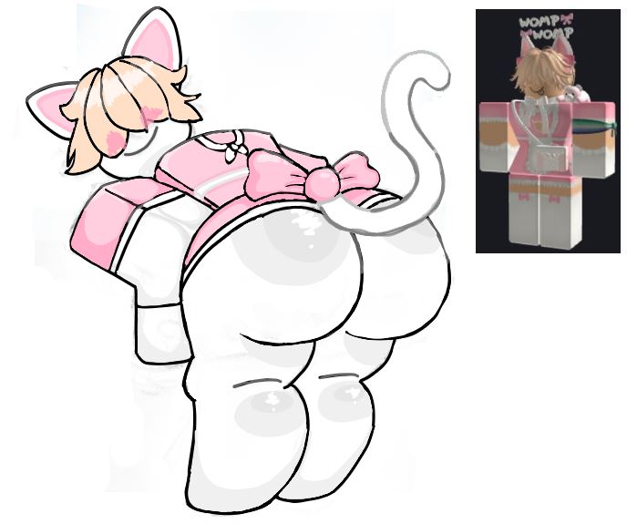 1boy, ass, blocky body, blonde hair, bowtie, bubble ass, bubble butt, cat ears, cat tail, femboy, gay, maid uniform, male, onnie (railroads), railroads, reference image, roblox, roblox avatar, roblox game, robloxian, self upload, shiny, shiny skin, steamedbroco, tagme, thighhighs, thighs, white skin