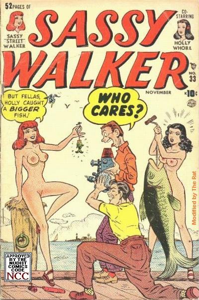 2girls alias_the_rat black_hair hedy_wolfe marvel multiple_girls nude patsy_walker red_hair robert_"buzz"_baxter straight_hair