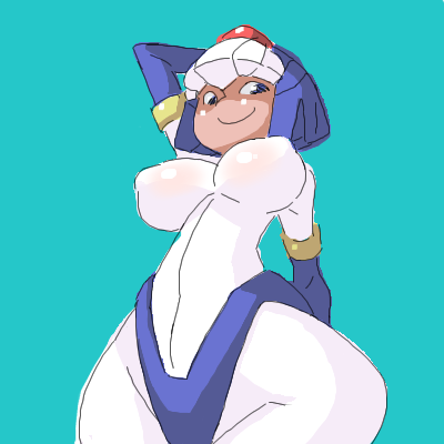 1girls big_breasts blue_eyes breasts fairy_leviathan female hands_behind_head helmet mega_man mega_man_zero puffy_nipples smiling solo sub_tank thick_thighs thong topless