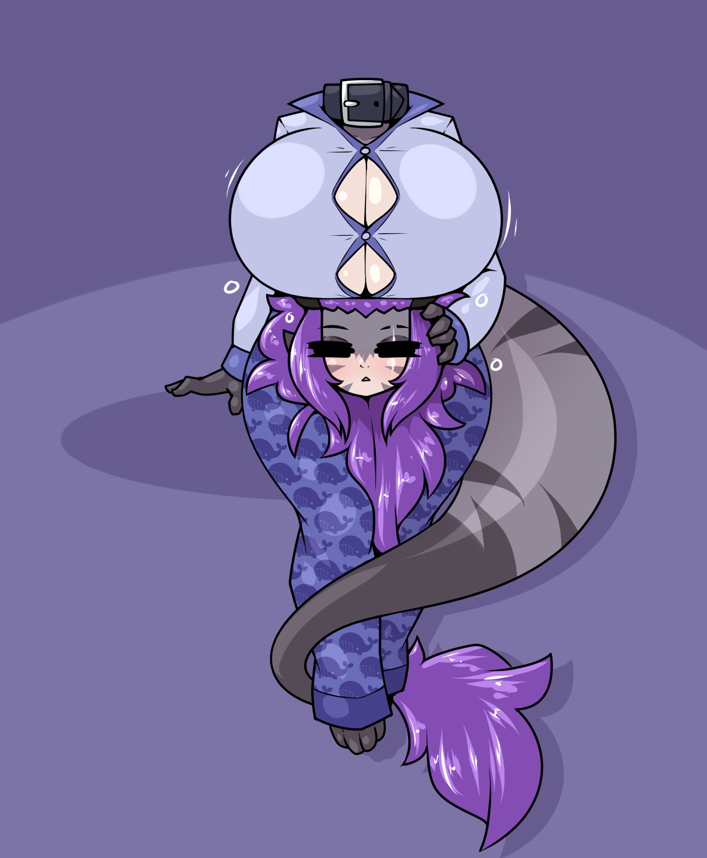 1girls, big breasts, breasts, cleavage, clothed, clothing, disembodied head, dullahan, eyes closed, female, female only, fully clothed, huge breasts, humanoid, lana (habitualboomer), large breasts, limebreaker, original, solo, tail