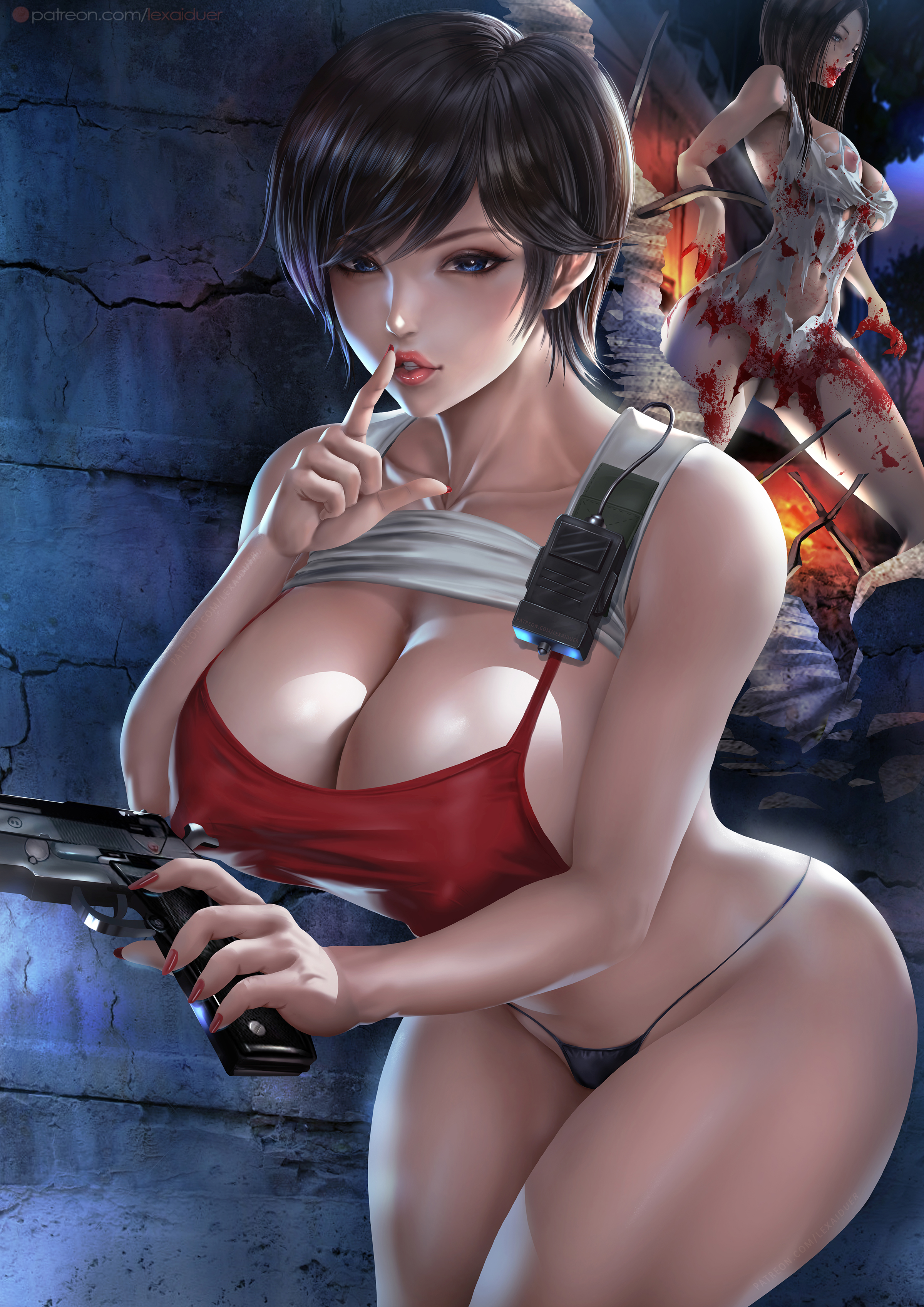 1girls, big breasts, breasts, capcom, female, lexaiduer, rebecca chambers, resident evil, short hair, tagme, zombie girl