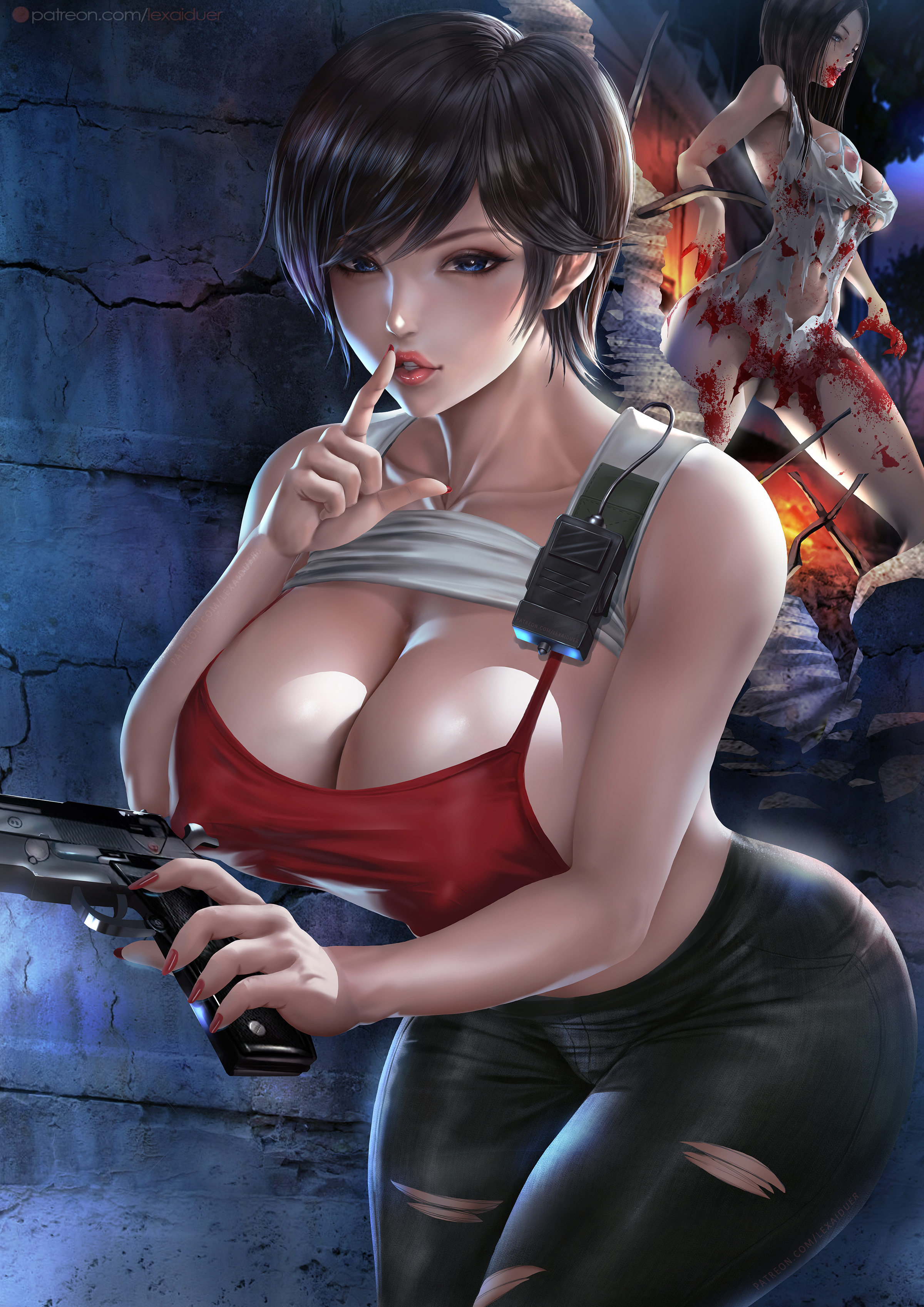 1girls, big breasts, breasts, capcom, female, lexaiduer, rebecca chambers, resident evil, short hair, tagme