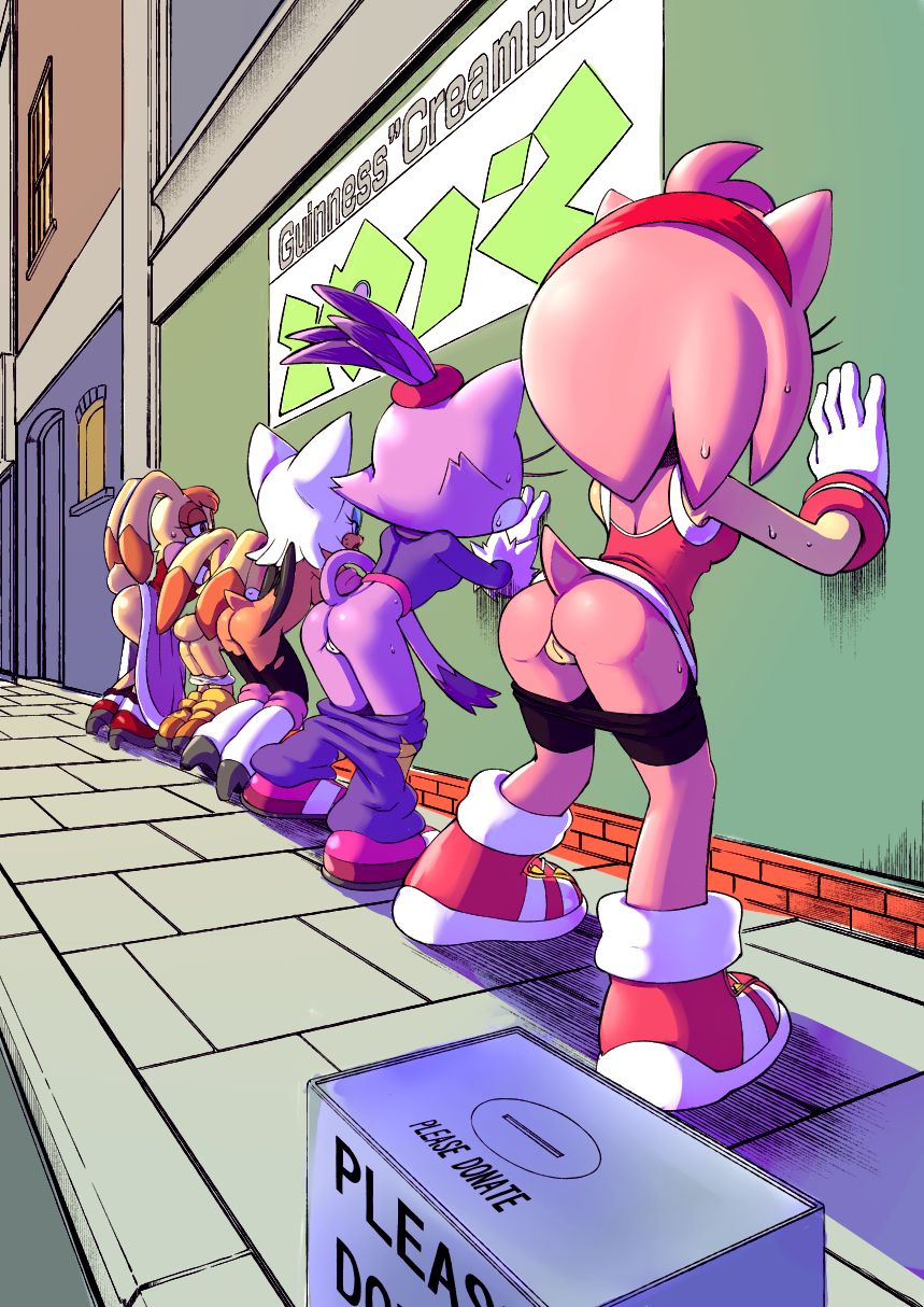 5girls against_wall amy_rose anthro ass blaze_the_cat bottomless breasts bunny_ears casual clothed clothing cream_the_rabbit dress dress_lift english english_text female footwear forehead_jewel from_behind handwear lagomorph milf mobian_(species) mooning mother_and_daughter multiple_girls pants_down partially_clothed photo presenting presenting_hindquarters rabbit rouge_the_bat sega small_ass small_breasts sonic_(series) sonic_the_hedgehog_(series) take_your_pick text tojyo vanilla_the_rabbit video_games young