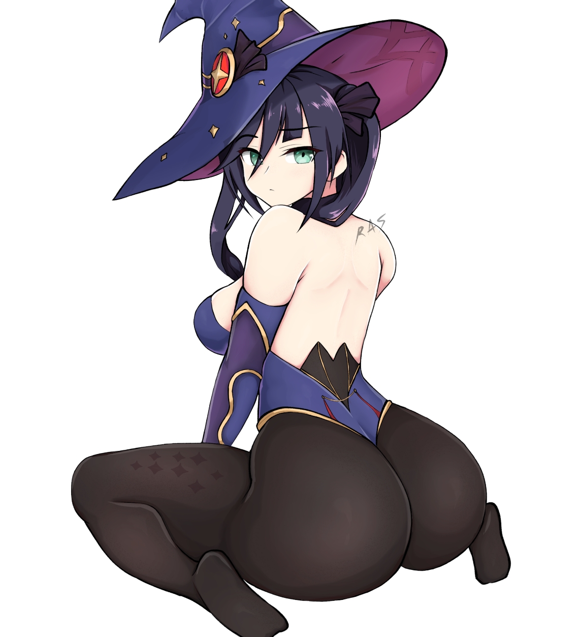 ass, female, genshin impact, huge ass, mona (genshin impact), thong leotard, wide hips