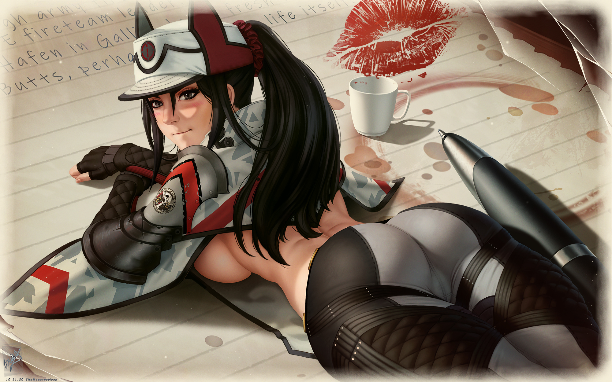 1girls, ass, blush, breasts, cameltoe, clothing, female, female only, kai schulen, large ass, large breasts, looking at viewer, looking back, pussy, solo, themaestronoob, topless, underboob, valkyria chronicles, valkyria chronicles 4, wide hips