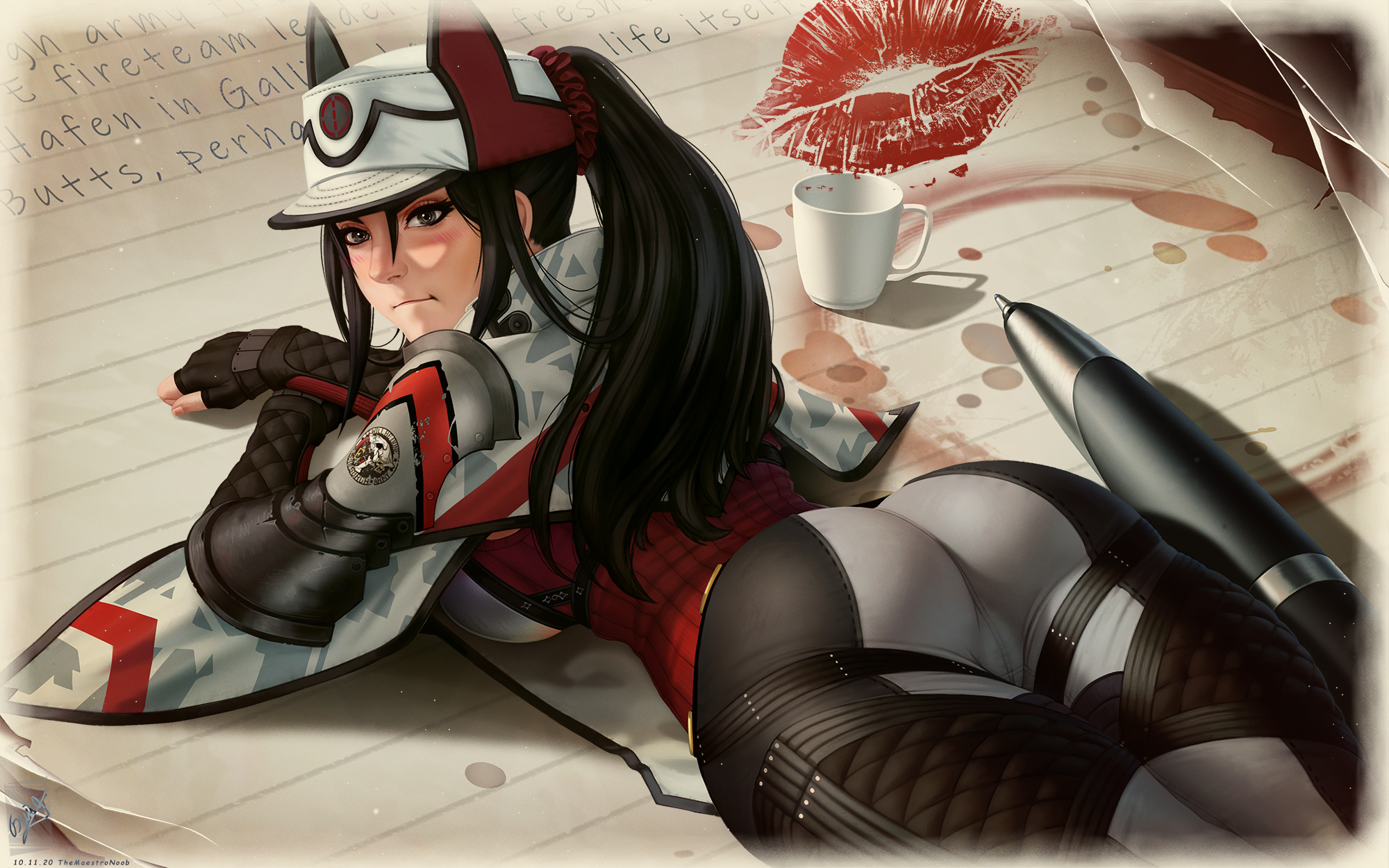 1girls, ass, blush, breasts, cameltoe, clothing, curvy, female, female only, kai schulen, large ass, large breasts, looking at viewer, looking back, pussy, solo, themaestronoob, valkyria chronicles, valkyria chronicles 4, wide hips