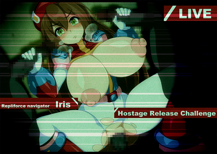 1girls big_areola big_breasts big_nipples blush breasts breasts_bigger_than_head breath brown_hair censored clothed_sex double_handjob exposed_breasts female filming frown green_eyes handjob holding_penis hostage huge_breasts iris_(mega_man) large_breasts livestream male mega_man mega_man_x mosaic_censoring multiple_boys news penis pussy rape recording reluctant semikichi spread_legs squatting squatting_cowgirl_position tagme thick_thighs torn_clothes torn_pantyhose vaginal_penetration visible_breath