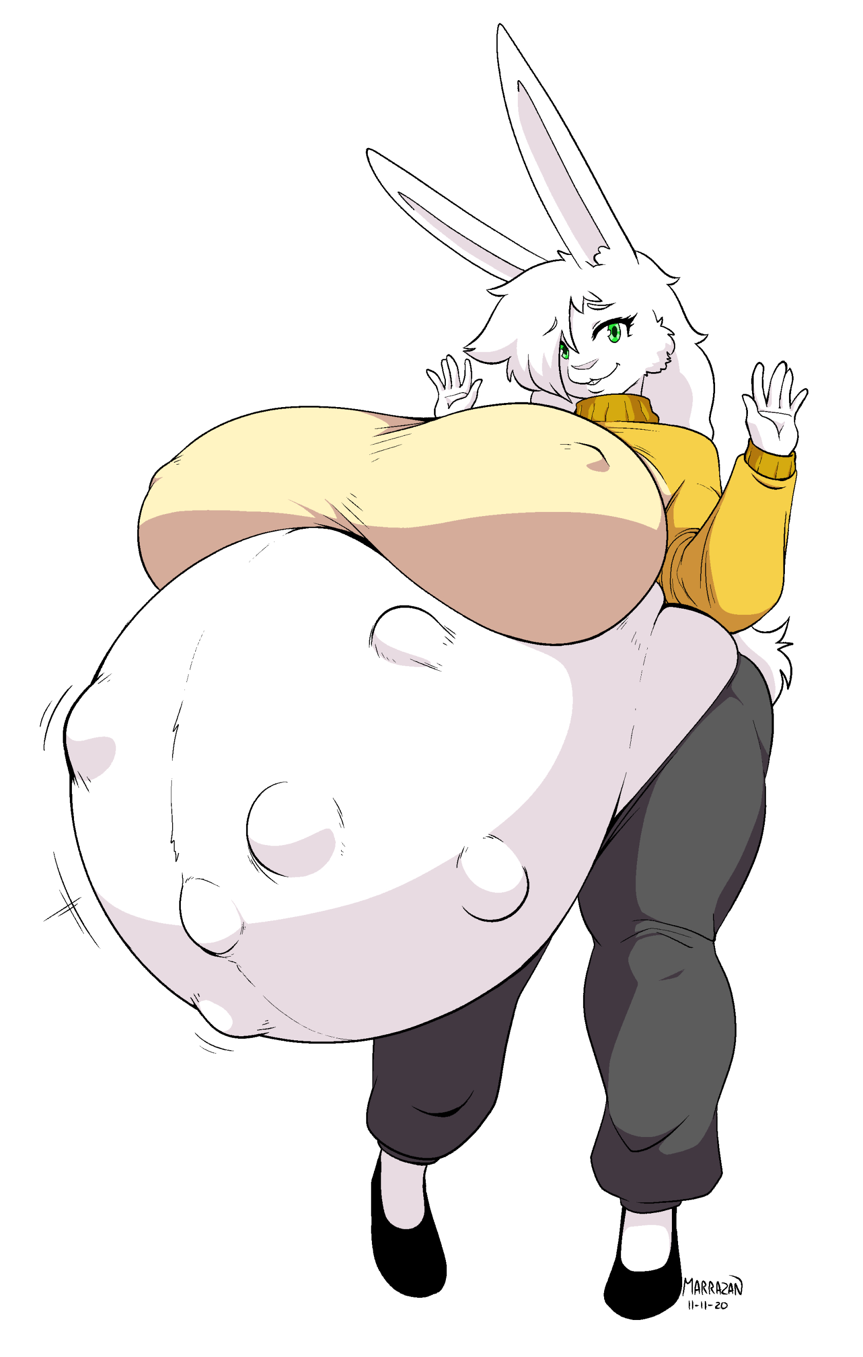 1girls, anthro, big breasts, breasts, cleavage, female, female only, fetal movement, furry, huge belly, huge breasts, large breasts, looking at viewer, marrazan, pregnant, ready to pop, solo