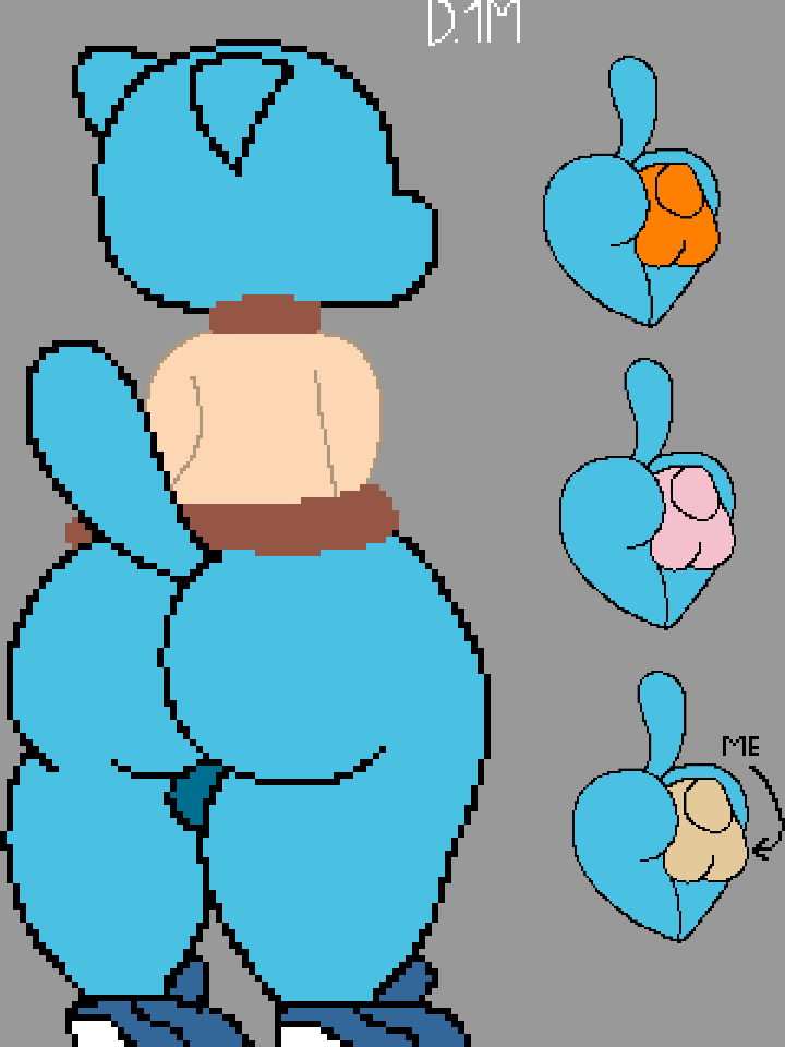 3:4 anthro ass backsack balls big_butt blue_body blue_fur cartoon_network dronemillion faceless_male felid feline fur genitals gumball_watterson humanoid male male_only mammal orange_penis penetration penis pink_penis rear_view solo tan_penis the_amazing_world_of_gumball