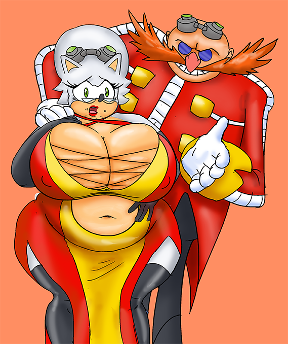 bbw belly dr._eggman dr_robotnik female gilf hand_on_belly holding_hands huge_breasts male married_couple married_woman saturnxart sega simple_background sonic_(series) sonic_the_hedgehog sonic_the_hedgehog_(series) sonique_the_hedgehog villain