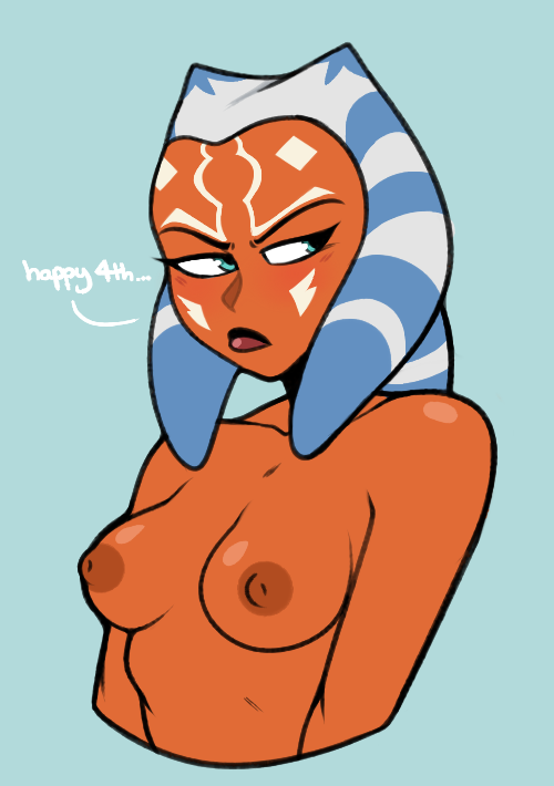 1girls ahsoka_tano busty clone_wars female female_focus female_only hourglass_figure orange_skin pinup pinup_pose pose posing solo star_wars star_wars_day tagme text togruta zetaskully