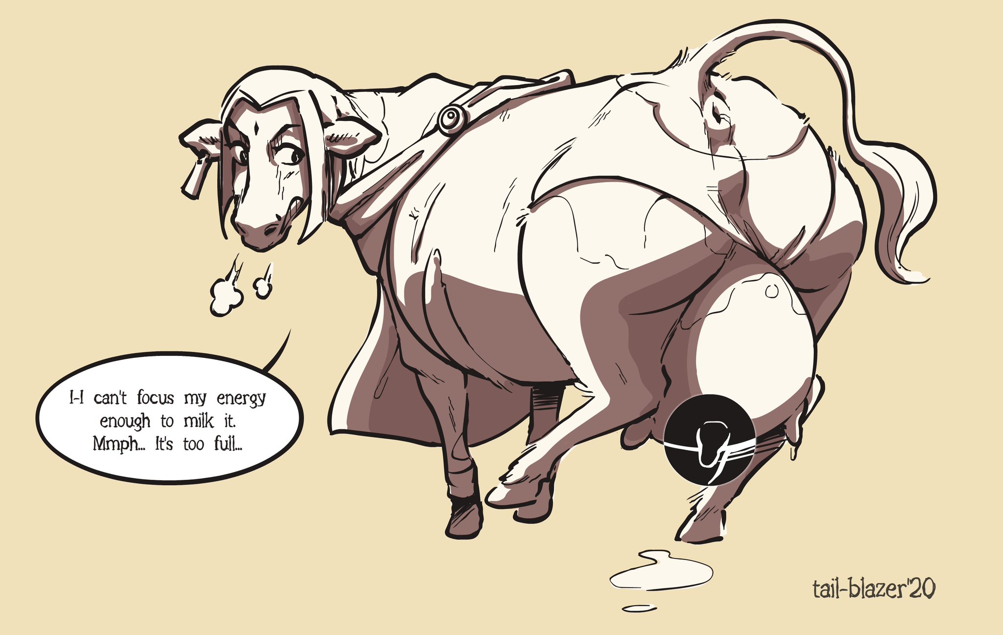 1girls, after transformation, angry, anus, bovine, cattle, cow transformation, dc, dc comics, drawn, english text, female, female only, feral, hooves, magic, post-transformation, raven (dc), short hair, simple background, solo, tail-blazer, teen titans, text, transformation, udders, wardrobe malfunction
