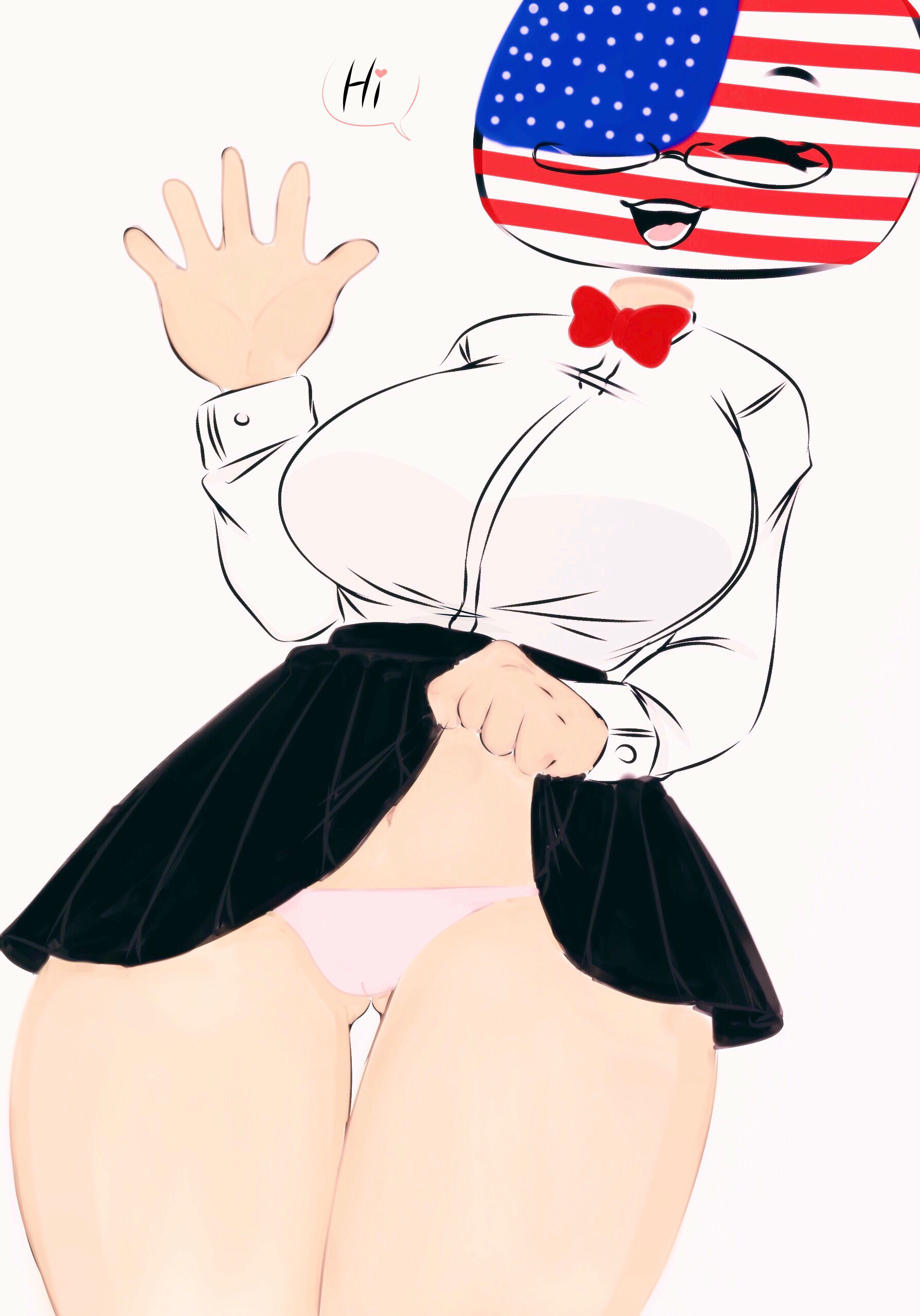 1girls, american flag, ass visible through thighs, breasts, countryhumans, countryhumans girl, female, flawsy, skirt, solo, tagme, united states of america, united states of america (countryhumans)
