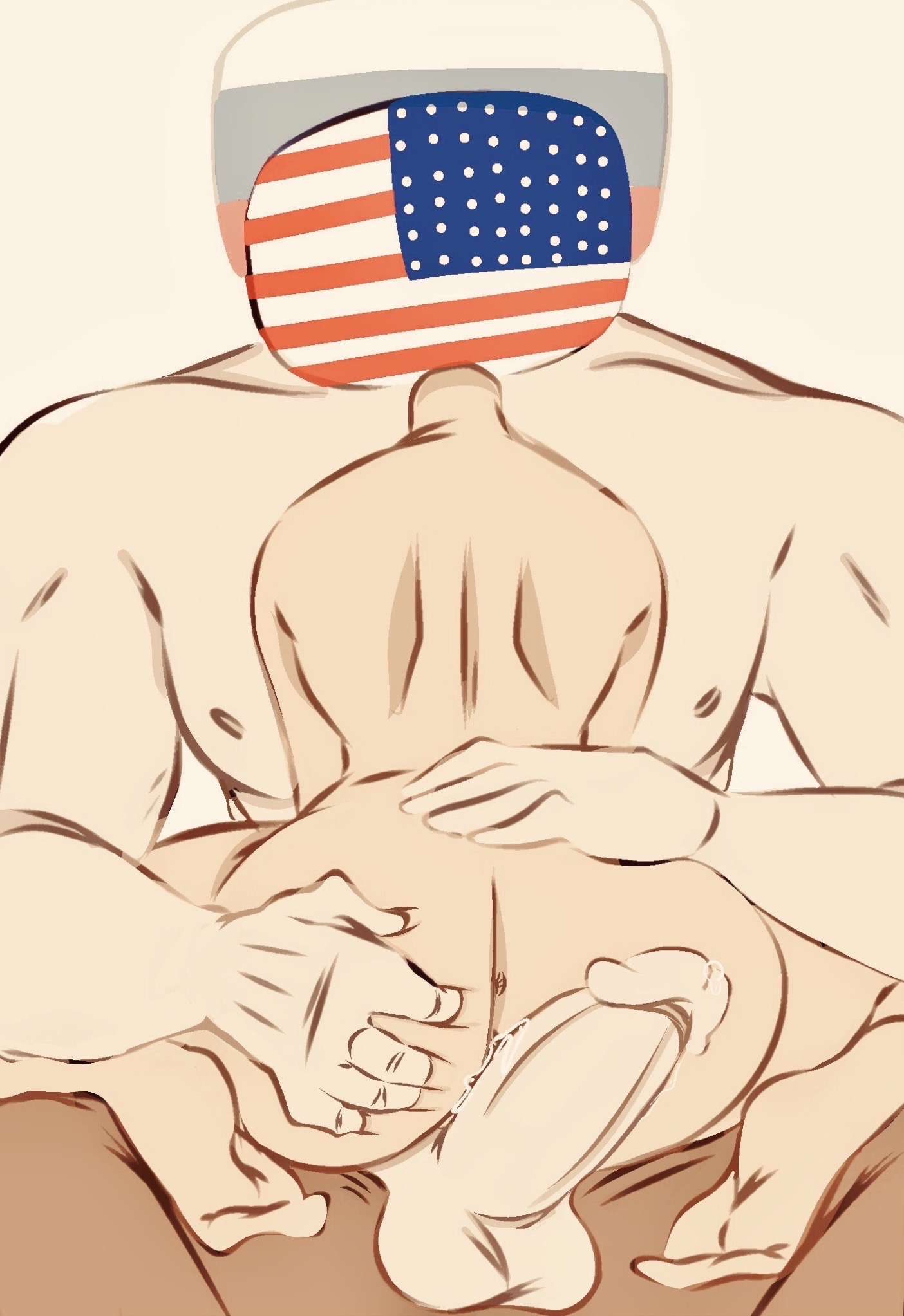 1girls, american flag, breasts, countryhumans, countryhumans girl, female, flawsy, russia (countryhumans), tagme, united states of america, united states of america (countryhumans)