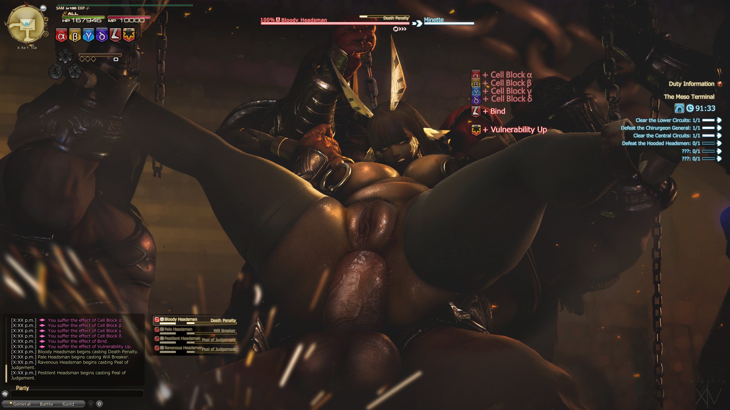 3d, anal, au ra, big breasts, bound, breasts, captured, chained, debuff, domination, english, female, final fantasy, final fantasy xiv, forced, game mechanics, gameplay mechanics, gpose (ffxiv), grabbing, legs apart, legs held open, minettexiv, naked, nipple piercing, nipples, nude, piercing, pubic hair, pussy, rape, restrained, status effect, suspension, sweat, tagme, tied up