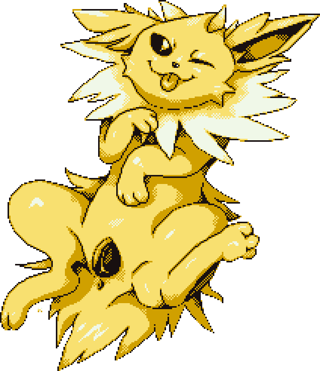 alpha_channel anatomically_correct animal_genitalia animal_pussy anus canine_pussy digital_media_(artwork) eeveelution female feral genitals jolteon looking_at_viewer nintendo pixel_art pokémon_(species) pokemon presenting pussy queenkami simple_background smile solo spread_legs spreading sprite_art tongue tongue_out transparent_background video_games