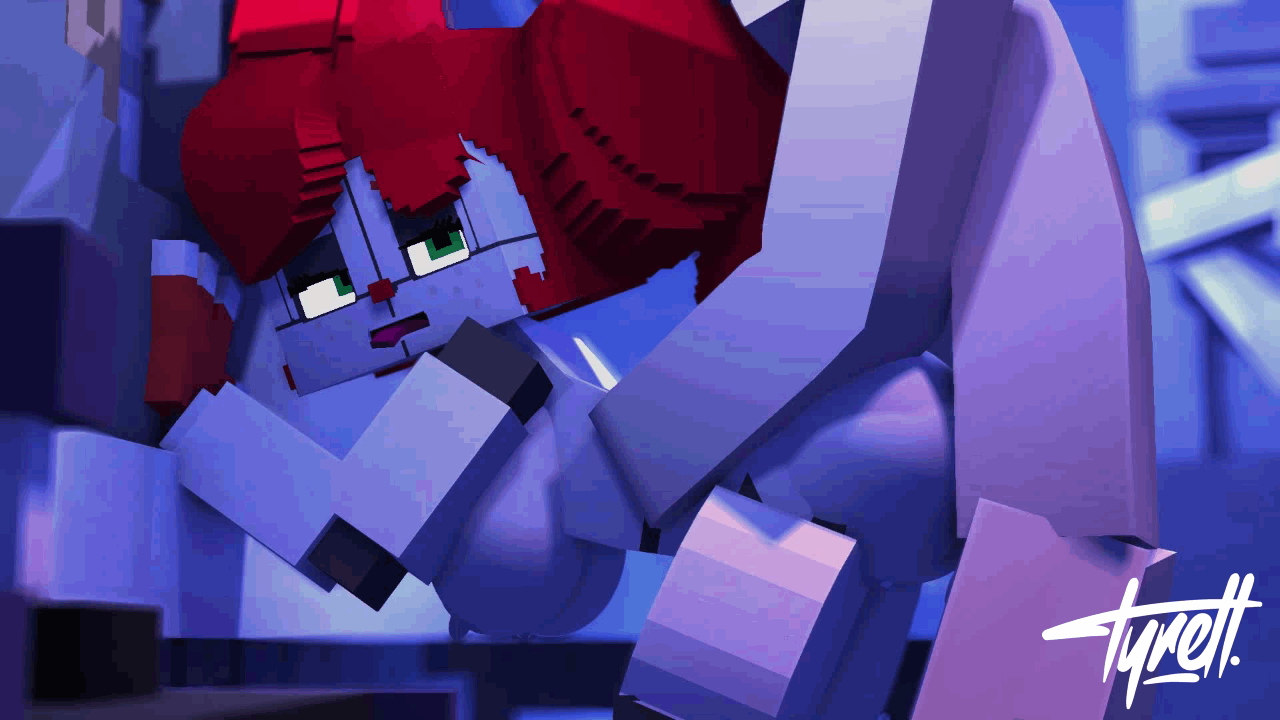 1boy, 1girls, 3d, against wall, animated, animatronic, baby (fnafsl), circus baby, circus baby (fnaf), circus baby (minecraft), crossover, female, five nights at freddy's, five nights at freddy's: sister location, fnaf, from behind, from behind position, green eyes, human, humanoid, male, mine-imator, minecraft, red hair, robot, robot girl, scottgames, sex, sister location, straight, tagme, tyiscrazy, white skin