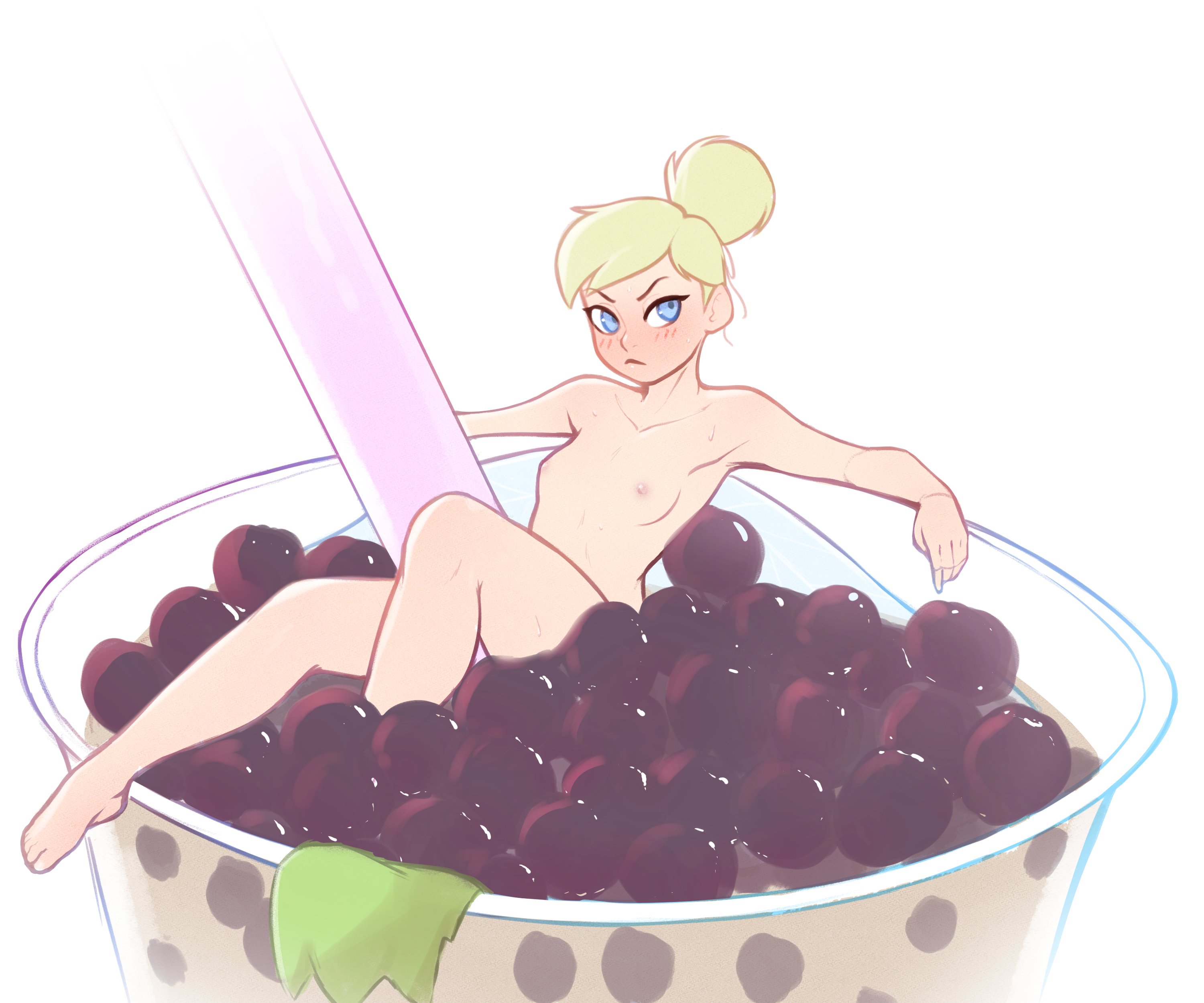 1girls, areolae, breasts, disney, disney fairies, fairy, female, female only, nipples, nude, pudgeruffian, small breasts, solo, solo female, tinker bell, wet