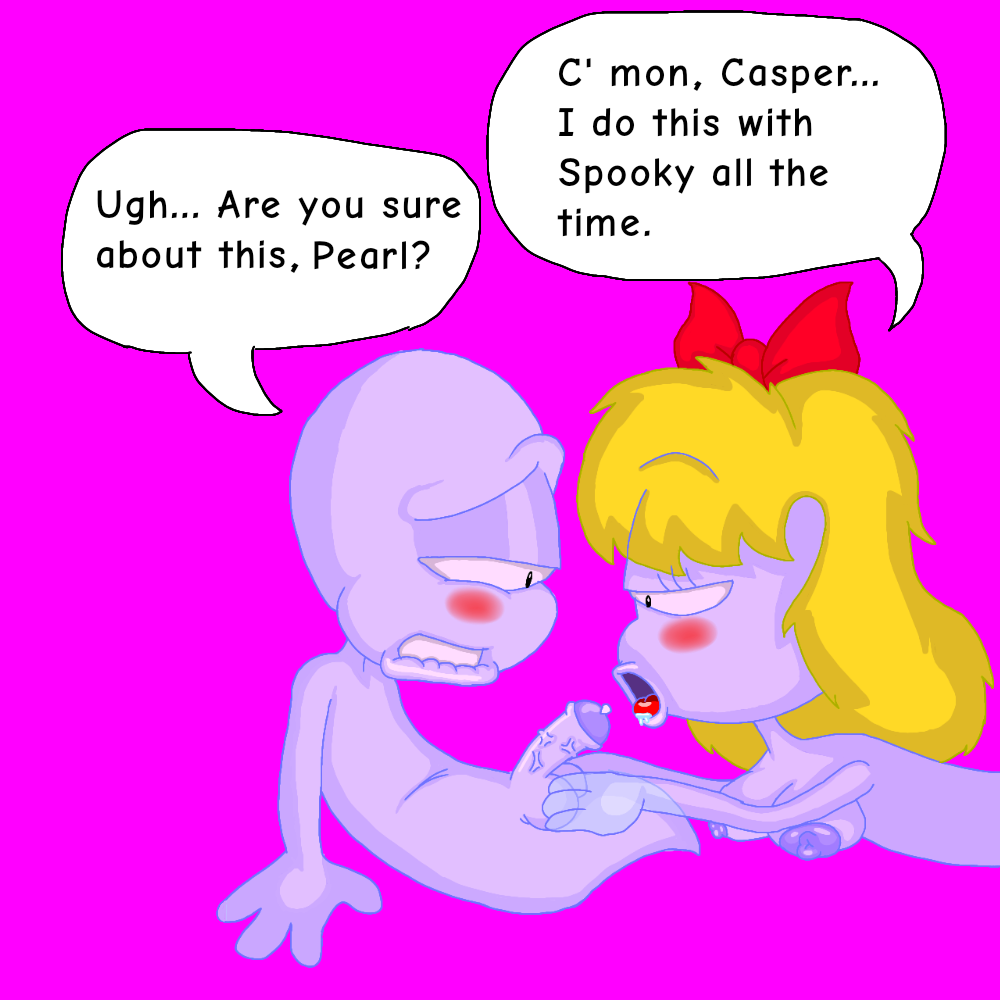 1boy 1girls casper casper_(harvey_comics) casper_the_friendly_ghost dreamworks fellatio female harvey_comics male male/female pearl_(harvey_comics) tagme universal_studios veiny_penis