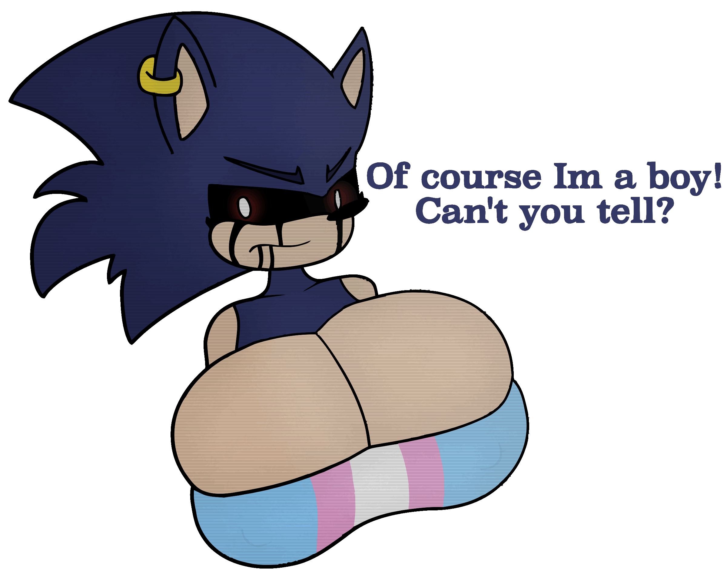 1boy, big breasts, breasts, busty male, curse (sonic.exe), female, male, male with breasts, solo, sonic (series), sonic.exe, sonic.exe (series), tagme, trans man, transgender pride colors, transmasc