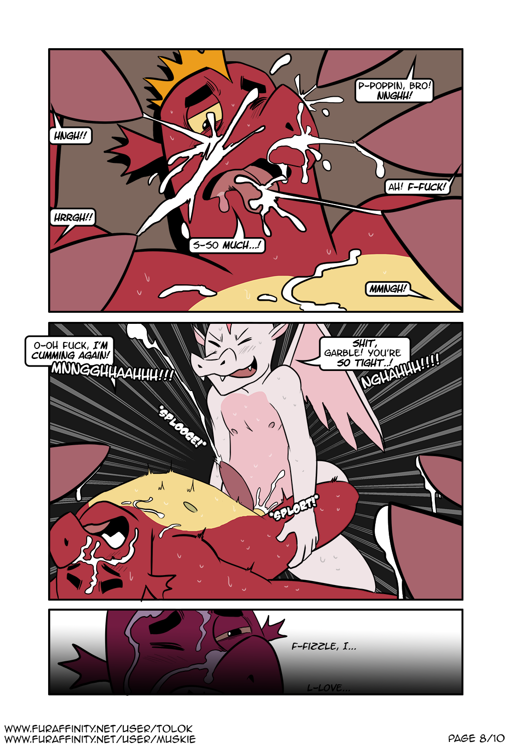 anal anal_sex anthro anthro_on_anthro anthro_penetrated anthro_penetrating anthro_penetrating_anthro bodily_fluids comic cum cum_on_face cumshot dialogue dragon ejaculation english_text erection fizzle_(mlp) friendship_is_magic garble_(mlp) genital_fluids genitals group group_sex hasbro hi_res male male/male male_penetrated male_penetrating male_penetrating_male my_little_pony nipples nude penetration penis sex text tolok url