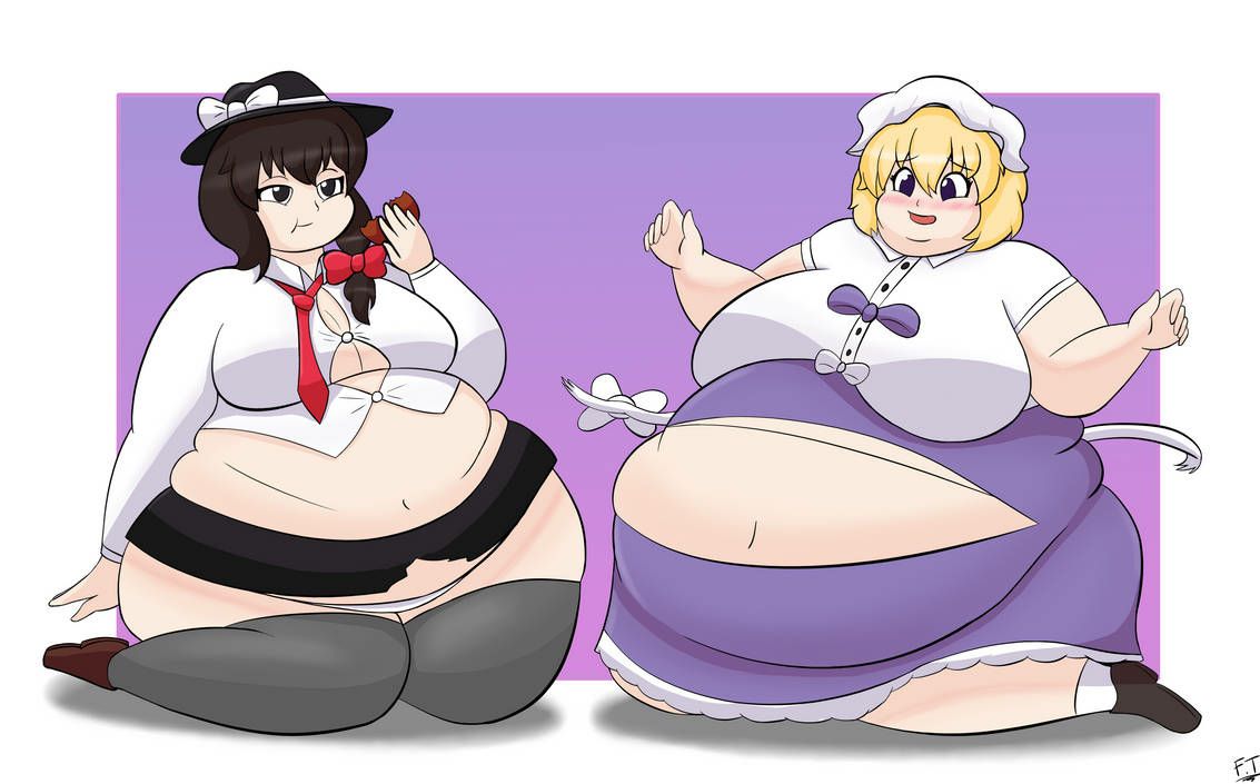 bbw belly_overhang big_belly big_female blush blush chubby chubby_female embarrassed fat fat_ass fat_female fat_fetish fat_girl fat_woman fatty large_female maribel_hearn obese obese_female overweight overweight_female pig plump pork_chop renko_usami thick_thighs touhou tubby weight_gain