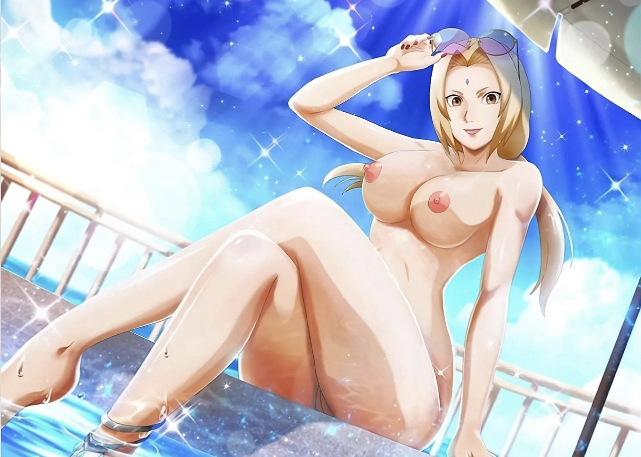 1girls, bare arms, bare legs, bare shoulders, beach, belly, blonde hair, breasts, brown eyes, busty, cleavage, collarbone, completely nude, drink, edit, eyewear on head, female, female only, large breasts, looking at viewer, mature, mature female, midriff, milf, nail polish, naked, naked female, naruto, naruto (series), naruto shippuden, navel, nipples, nude, nude edit, nude female, nudity, official art, outdoor nudity, pussy, seaside, smile, solo, solo female, sunglasses, sunglasses on head, sunlight, third-party edit, tsunade, voluptuous