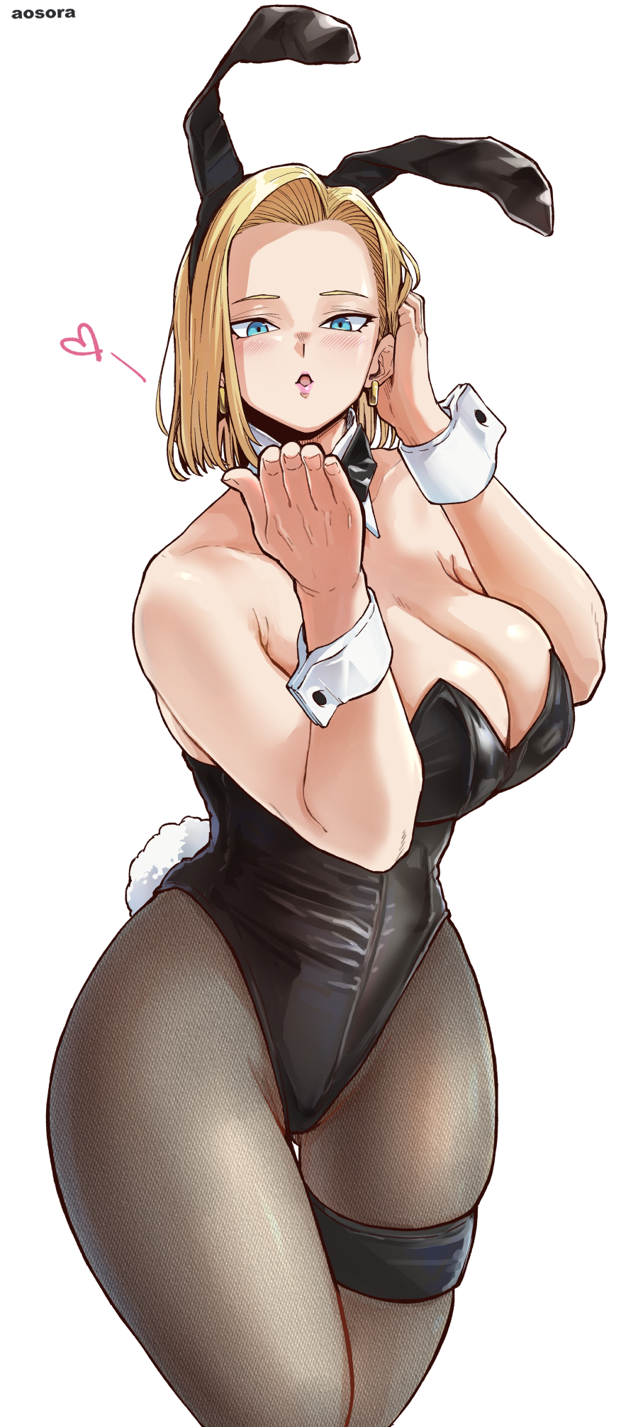 1girls alternate_version_available android android_18 android_girl aosora ass bare_shoulders big_ass big_breasts blonde_hair blonde_hair_female blue_eyes blush bob_cut breasts bunny_ears bunny_girl bunnysuit busty casual_clothes child_bearing_hips cleavage curves curvy curvy_body curvy_female curvy_figure dragon_ball dragon_ball_z fake_animal_ears female female_only hips huge_breasts large_breasts light-skinned_female light_skin milf revealing_clothes seductive sending_a_kiss shounen_jump slutty_clothing solo solo_female thick thick_thighs thighs tits voluptuous wide_hips