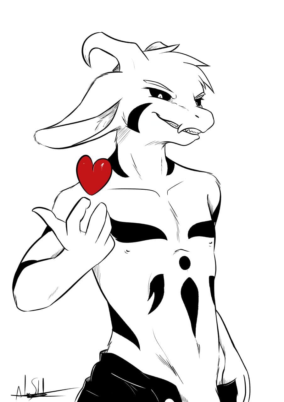 1boy anthro asriel_dreemurr asriel_dreemurr_(god_form) black_and_white_and_red black_body black_eyes black_fur bottomwear bovid caprine clothed clothing evil_grin fur fur_markings genitals giru_(artist) goat heart hi_res horn levitating_object looking_at_viewer male male_only mammal markings open_bottomwear open_clothing open_pants pants penis poking_out smile solo teenager topless undertale undertale_(series) undressing video_games white_body white_fur young