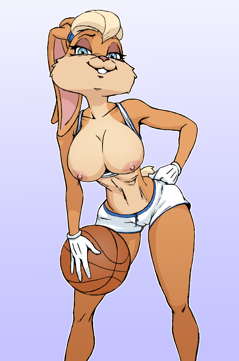 1girls, anthro, batesz, big breasts, breasts, bunny girl, female, female focus, female only, lagomorph, large breasts, lola bunny, looney tunes, nipples, pinup, pinup pose, pose, posing, rabbit, solo, space jam, tagme, warner brothers